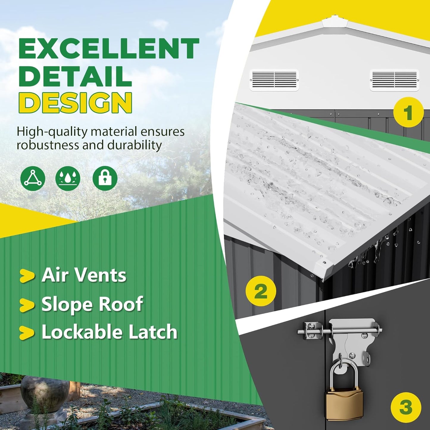 Devoko 10 x 10 FT Outdoor Storage Shed, Metal Garden Sheds & Outdoor Storage Clearance, Large Tool Shed Outdoor with Single Lockable Door for Patio Lawn Backyard (Gray)