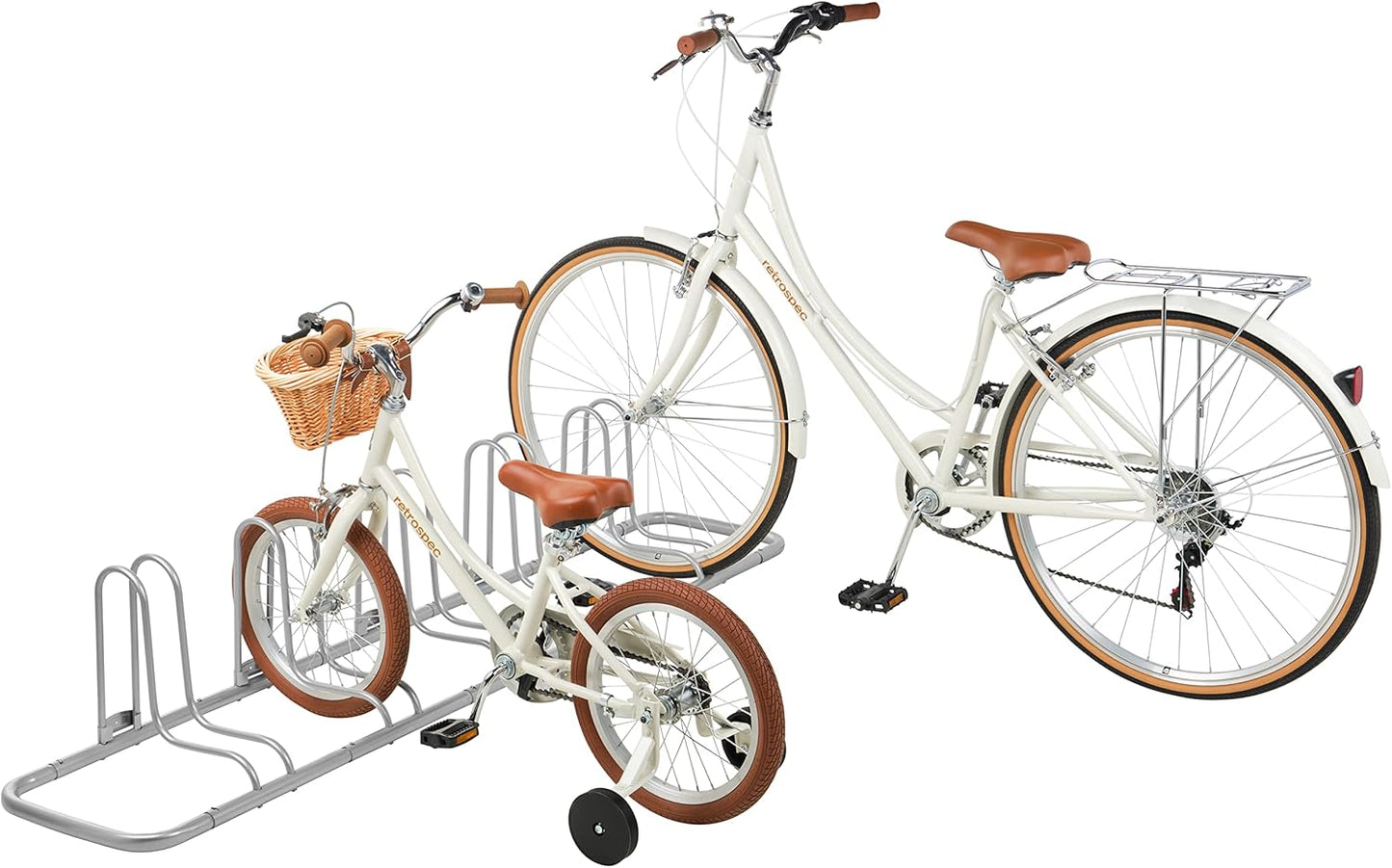 Retrospec Stash Rack 2, 4 & 5 Bike Floor Stand Bicycle Storage Organizer for Mountain Bike, Road Bike, Weather Resistant Fine Powder Steel Coating Fits Wheels up to 3"