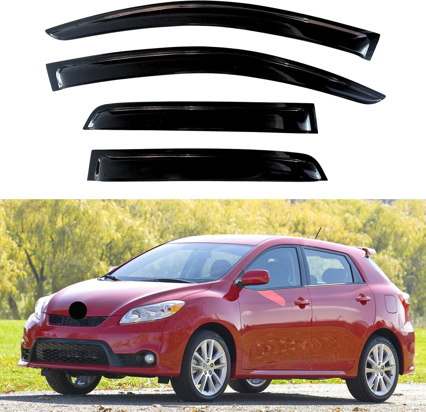 KPY Window Visor Compatible with Toyota Matrix 2009-2013 & Pontiac Vibe 2009-2010, Rain Guard Window Vent Deflectors Tape-On Style, 2009 2010 2011 2012 2013
