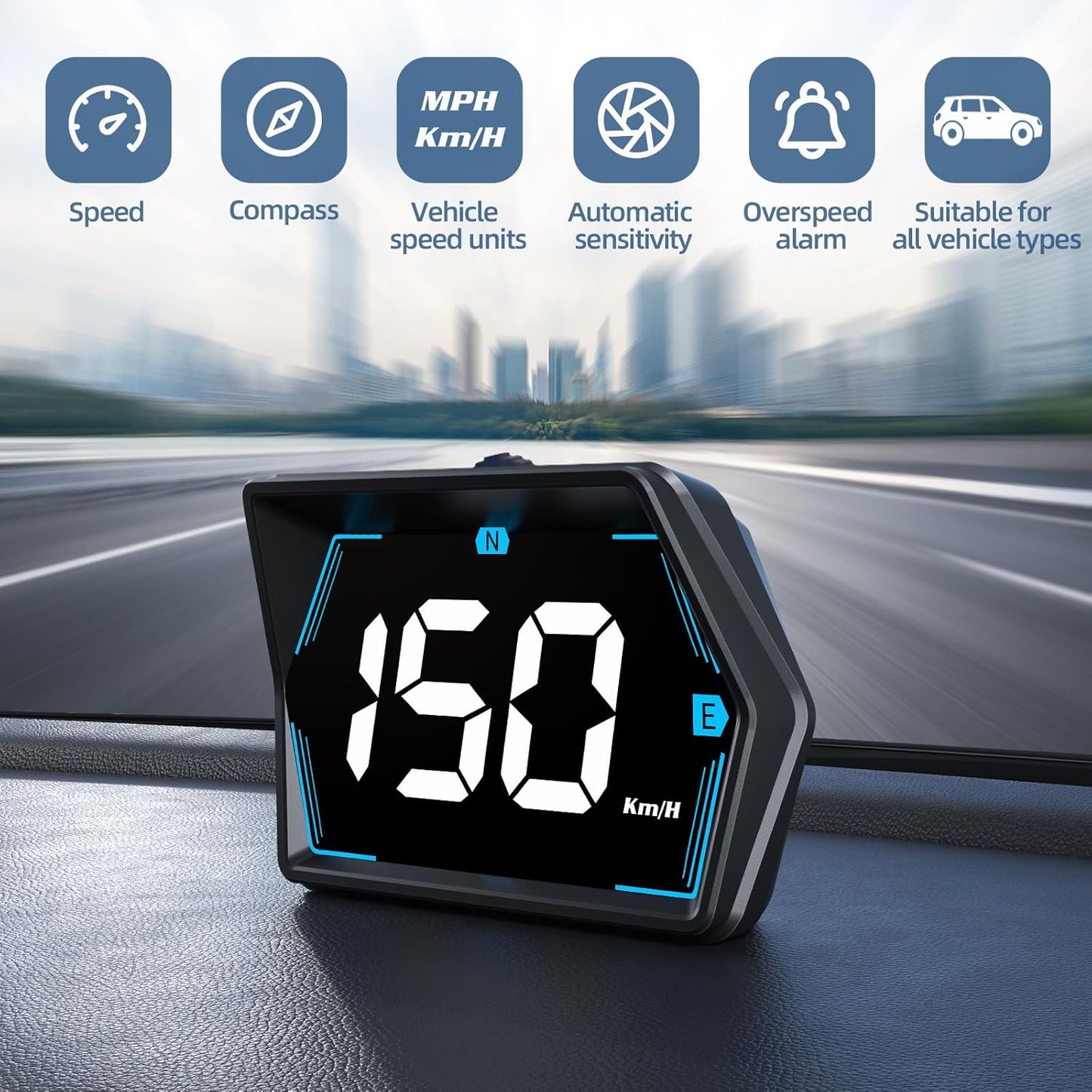 Universal Car HUD GPS Speedometer G20 Car Heads-up Display Plug and Play with USB Connection,Displays MPH, Comes with Compass Over Speed Alert HD Display Speedometer for All Vehicles