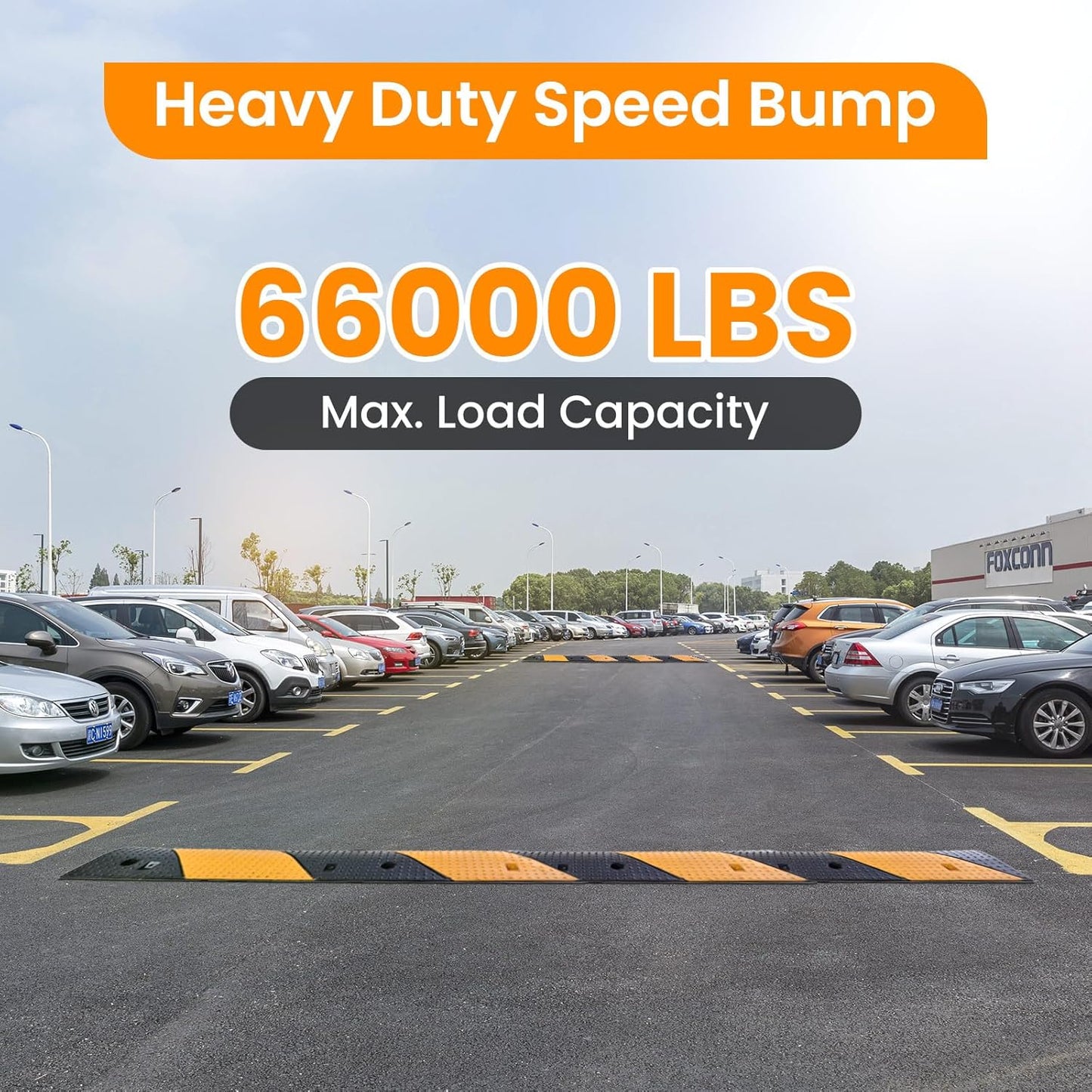 Rubber Speed Bumps for Road [2 pcs],78.7'' Total Long,66000 LBS Load Capacity,2 Channel Modular Heavy Duty Bump,Cable Protector Ramp with 8 Expansion Screws,for Asphalt Concrete Gravel Driveway