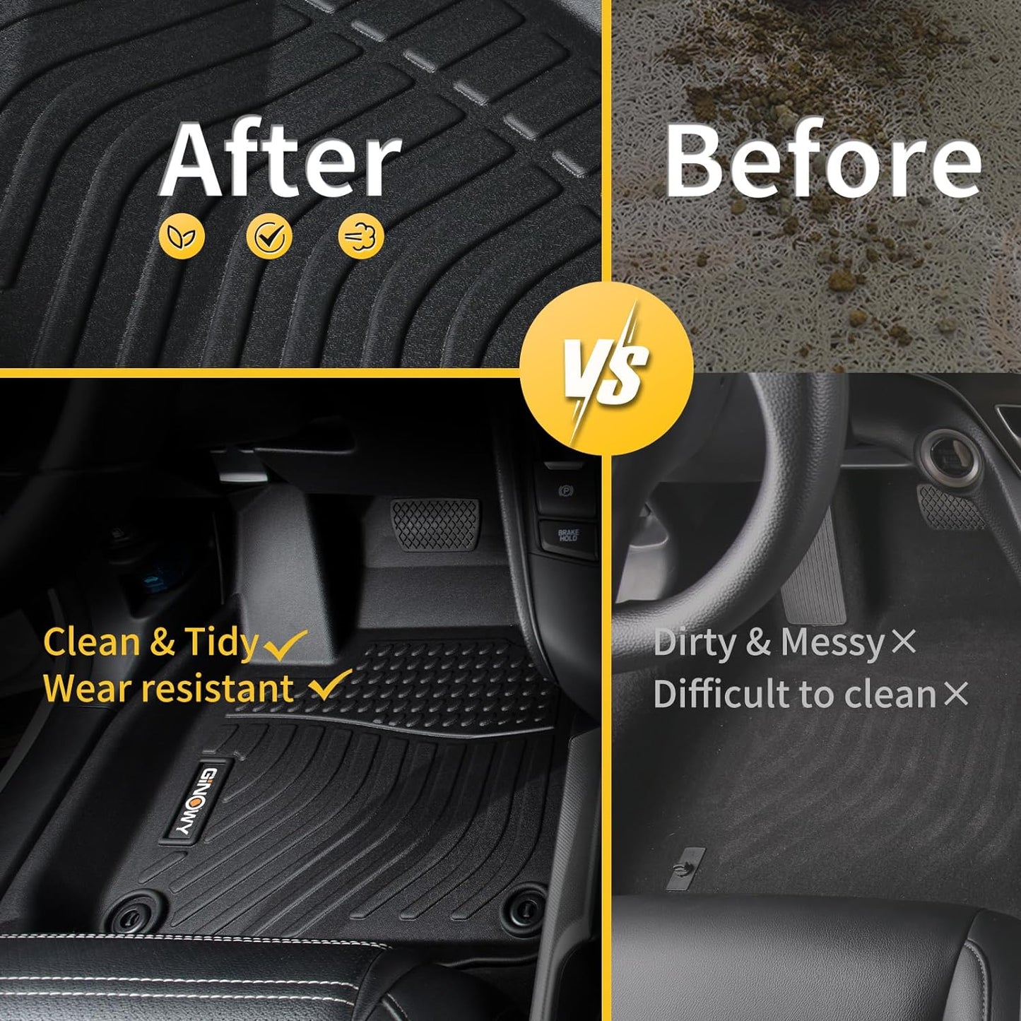 GINOWY-Floor Mats & Cargo Liner for Infiniti QX50 2019-2025 & 2022-2025 Infinit QX55, All Weather Car Floor Mat Rubber Liners Cargo Trunk Mat for Infiniti QX50 Accessories