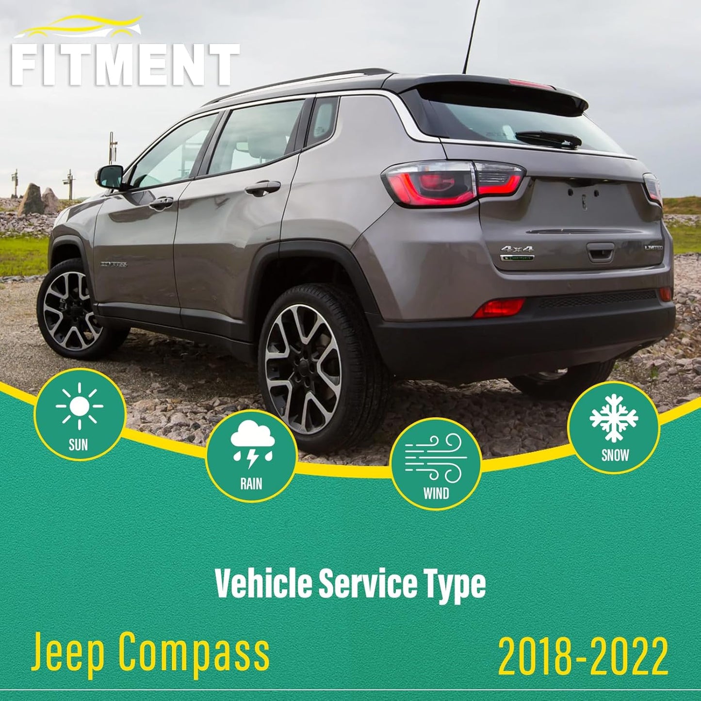 24" 18" 10" Windshield Wiper Blades Replacement for Jeep Compass 2018 2019 2020 2021 2022 Premium All Weather Front Rear Wipers Set - OEM Quality (Pack of 3)