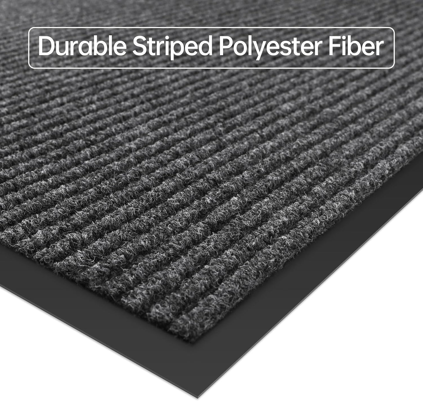 Front Door Mat, 3' x 5' Heavy Duty Indoor Outdoor Welcome Mat for Entryway, Commercial Floor Entrance, Low Profile, Non-Slip, Durable Rubber Backing for Entry, Patio, Home