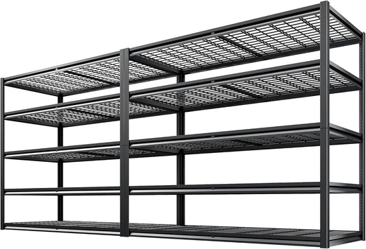 REIBII 55.2'' W x 78.2'' H x 26'' D, 5-Tier Metal Garage Shelving Units, 3000LBS Capacity, Adjustable Heavy Duty Shelves, 2 Pack