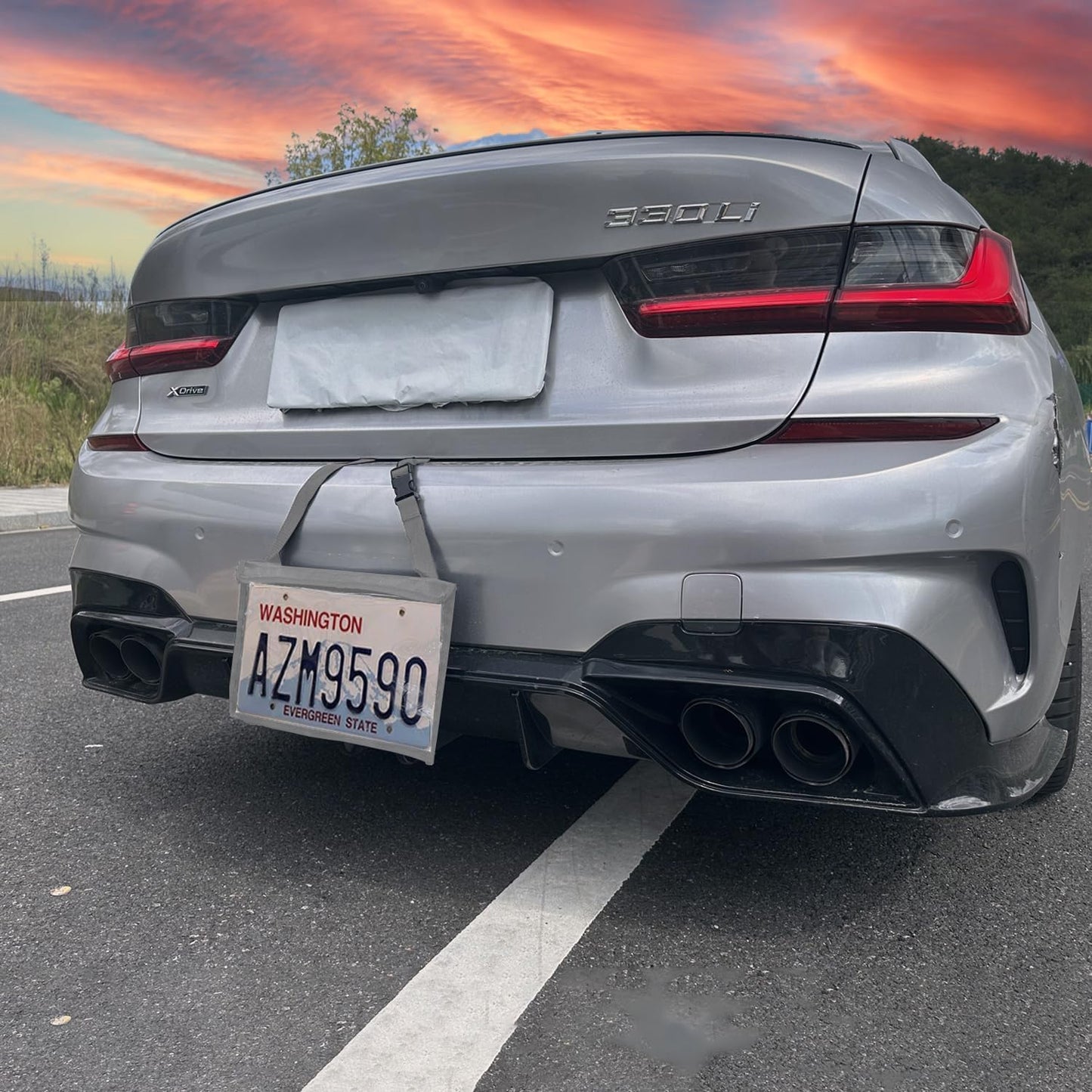 License Plate Holder with Hanging Strap, Test Drive Tag Bag, Dealer Plates License Frame Cover, for Car SUV Truck (Grey, 1)