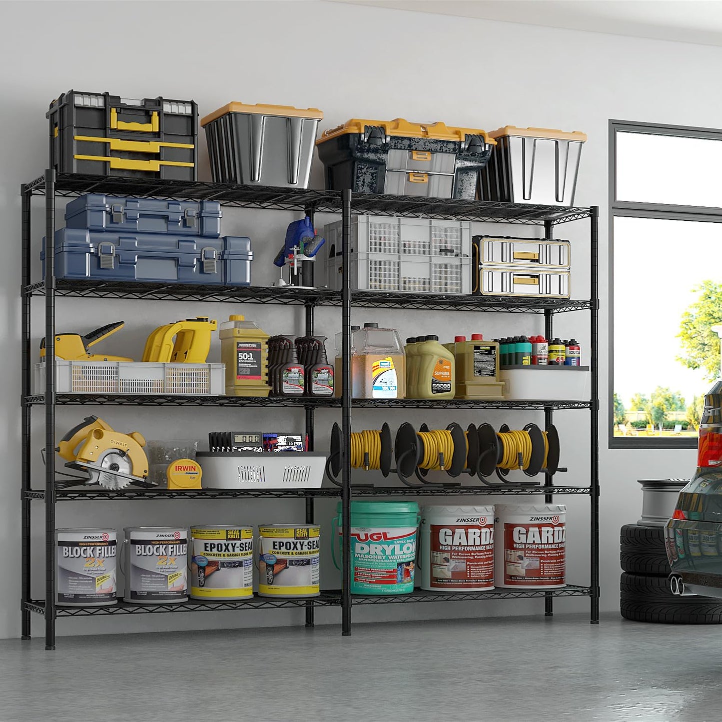 VINGLI 70" W Storage Shelves 1600LBS Heavy Duty Metal Shelving, Upgraded 5 Tier Garage Shelving Unit, Adjustable Wire Shelf for Storage Rack Commercial Pantry Shelf Organizer, 69.8"W × 15.8"D × 71"H