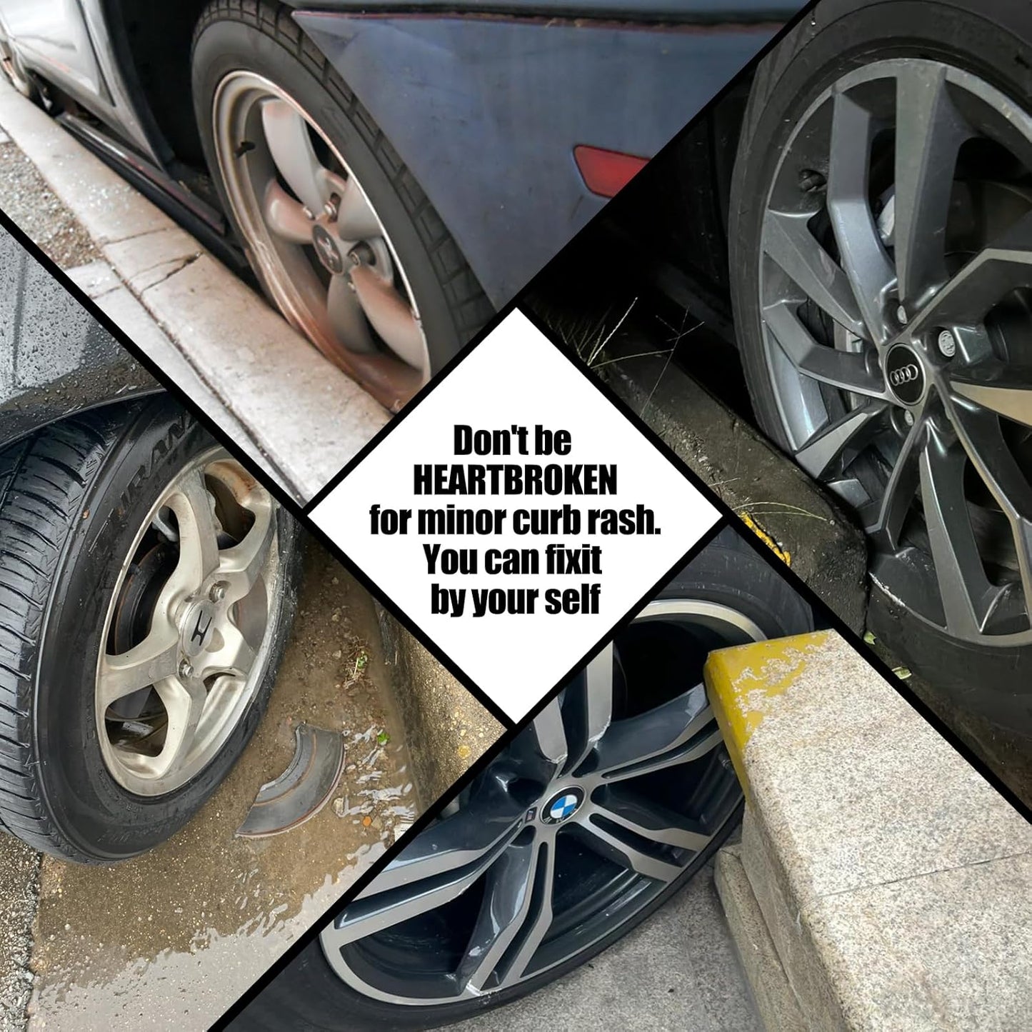 Matte Black Rim Touch Up Paint - Car Wheel Repair Kit Curb Rash, Gloss or Matte Black Rim Touch Up Paint, Quick And Easy Wheel Scratch Repair Kit, Wheel Repair Kit Curb Rash (Matte Black)