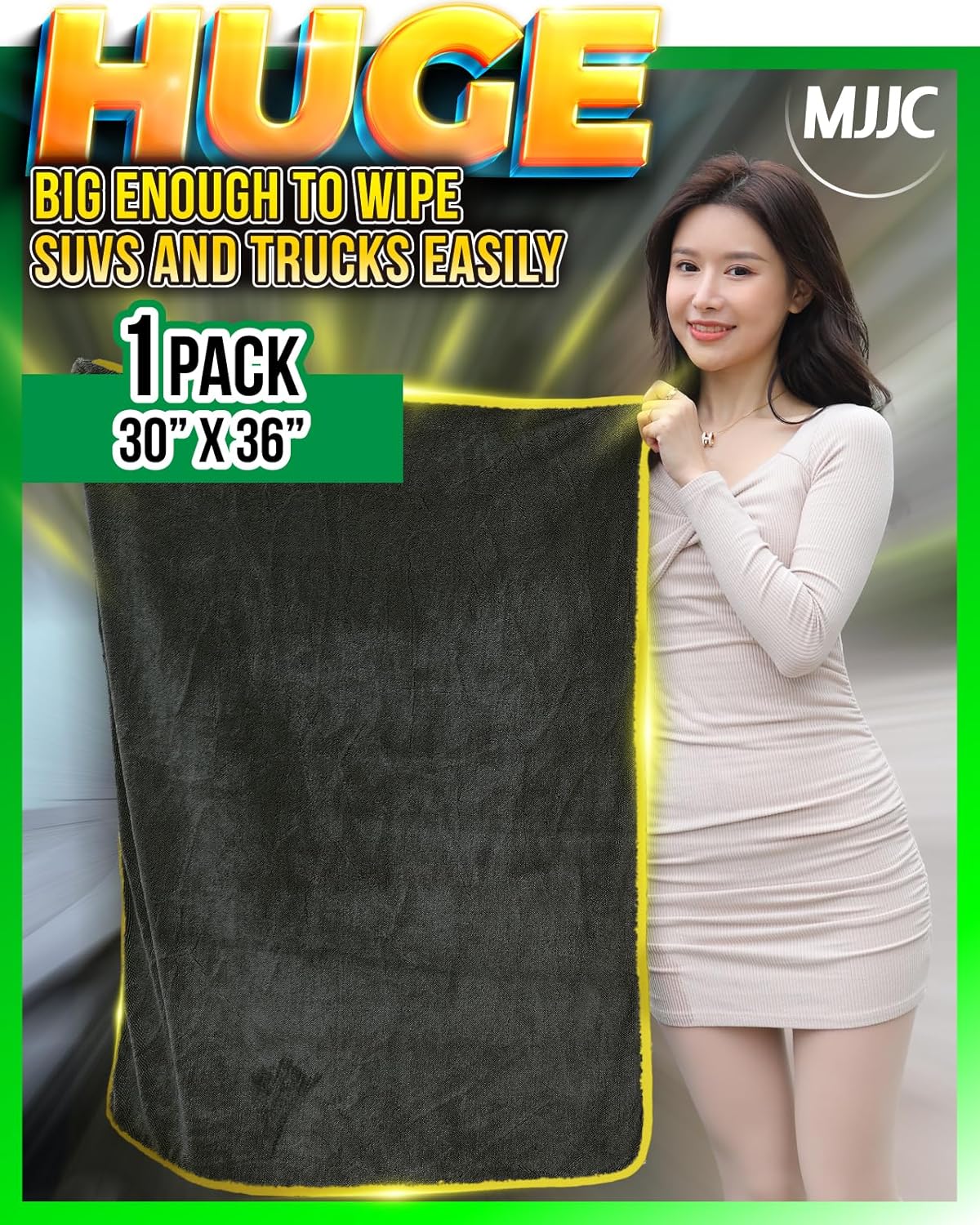 MJJC Pro Dryer Plush Silk Microfiber Drying Towel (30” x 36” (1-Pack)) Cars,Trucks, SUVs, RVs, Home