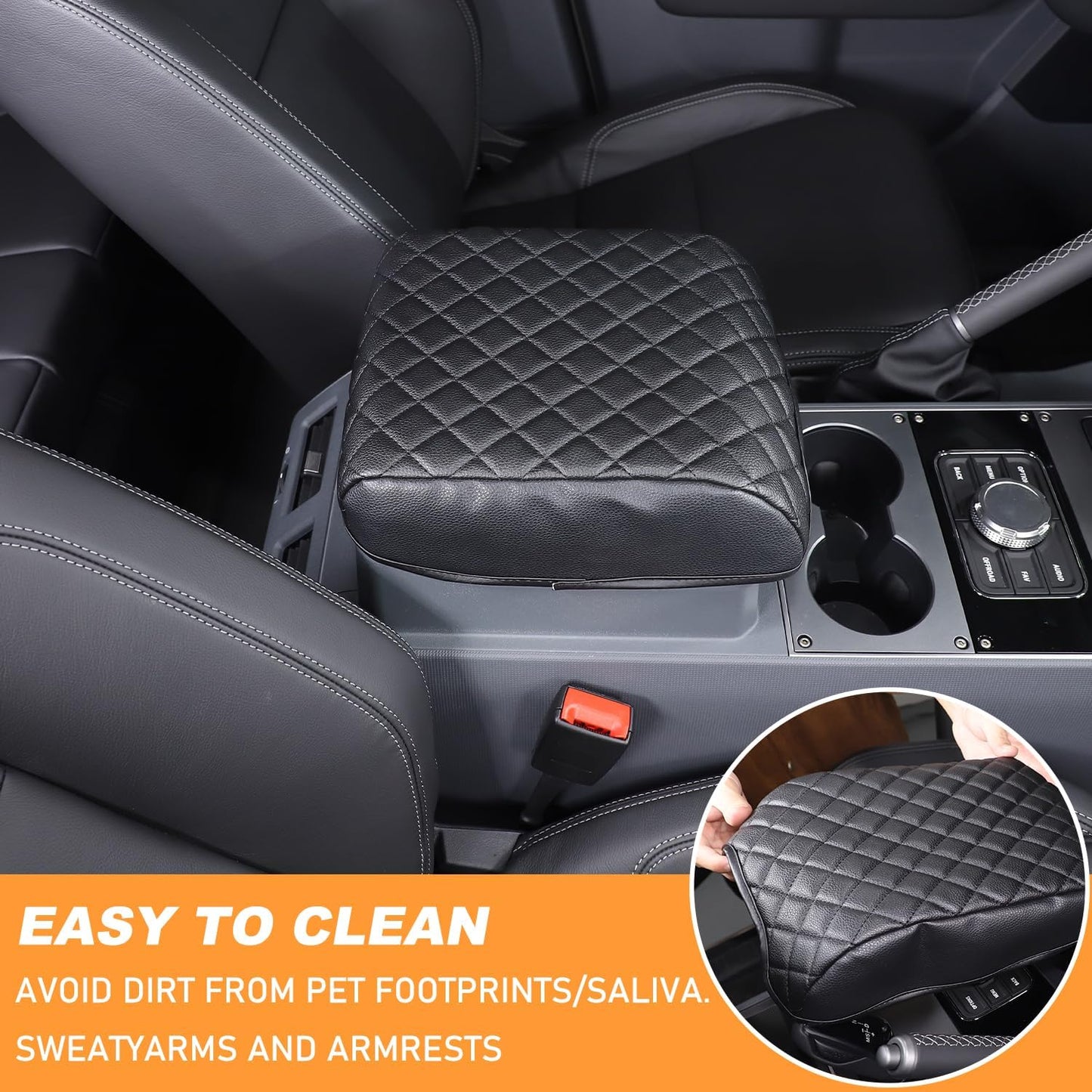 Car Armrest Box Cover Protector Compatible with Ineos Grenadier 2020-2024 Center Console Lid Protector Cover Original Customized Armrest Cover (Matte Black)