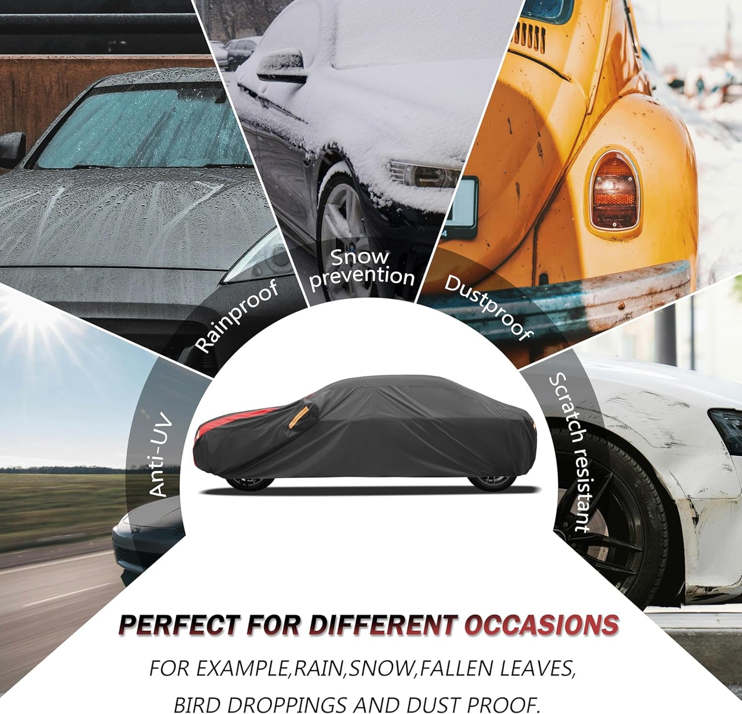 Car Cover Automobiles Waterproof All Weather for for Sports Coupe Fit Coupe Buick Lesabre,Cadillac de Ville/Eldorado,Chevrolet El Camino/Impala,Dodge Charger etc.(See Size Chart)