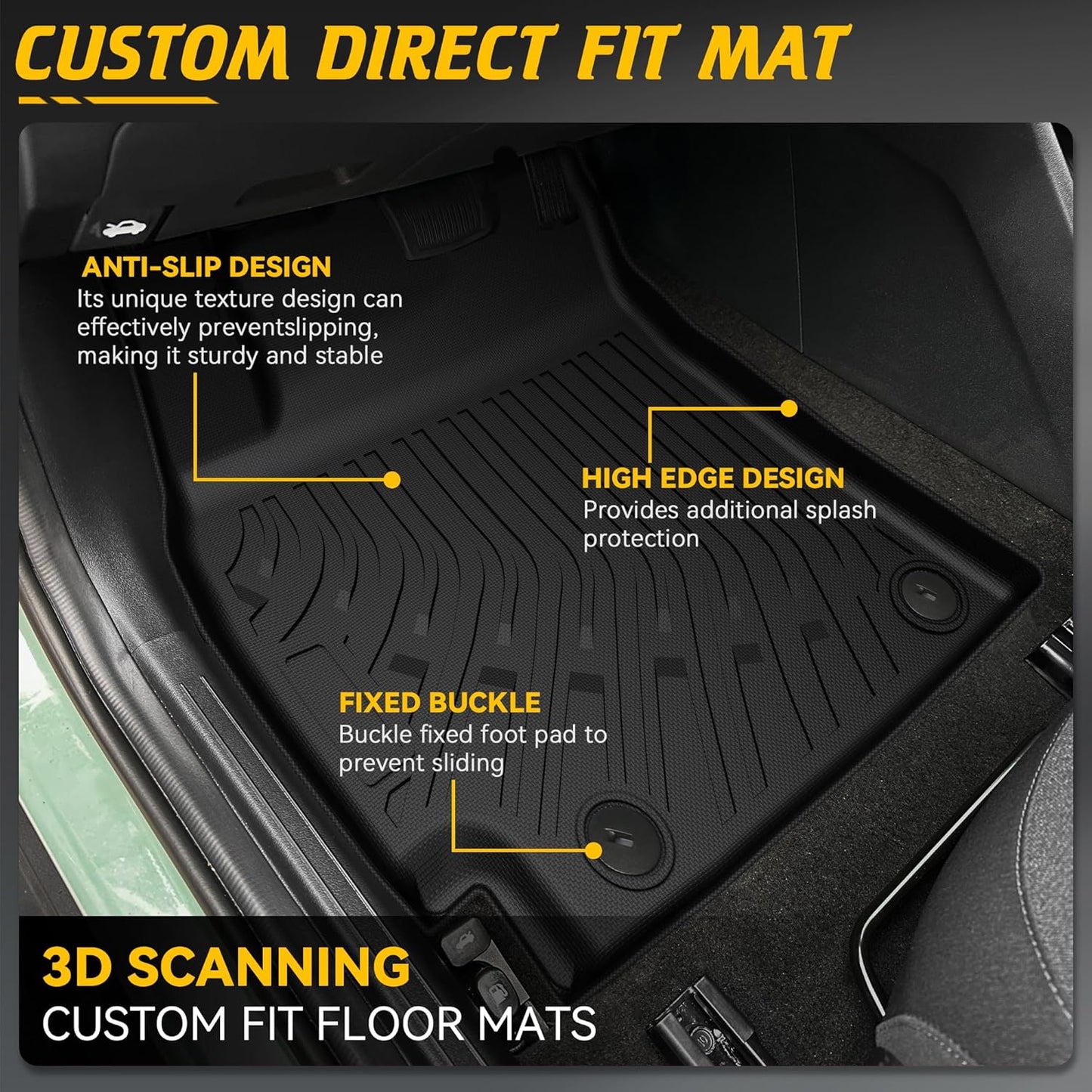 Floor Mats & Cargo Mat Custom Fit for KIA K4 2025 Accessories All-Weather TPE Car Mats and Anti-Slip Trunk Mat Fit for KIA K4 2025 1st 2nd Row & Trunk Liner Full Set, Set of 4 Mats Black
