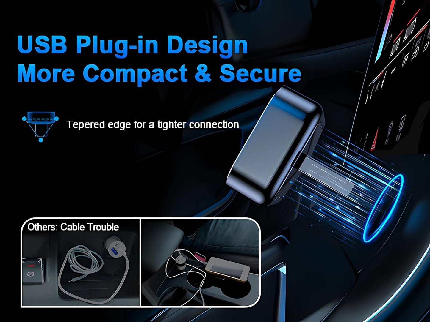 Wireless CarPlay Adapter for iPhone, 2025 Upgrade Convert Wired to Wireless Apple CarPlay Adapter, Mini Size USB Design for Cars with USB-A & Type-C Extension Cables, Stable Control, Plug and Play