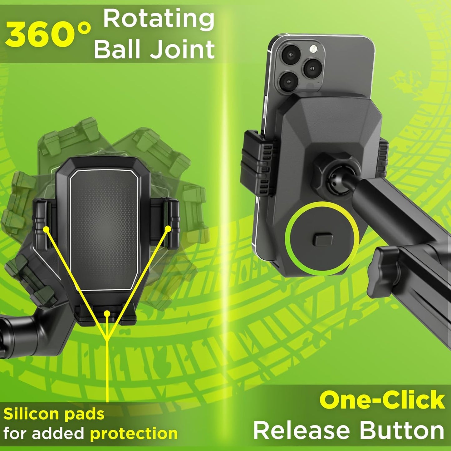 Phone Mount for Truck Phone Holder for Truck - Heavy Duty Suction Cup + Dashboard Pad, Mobile Device Holder for Dashboard Window 16.9 inch Long Arm, iPhone Samsung Compatible, Big Rig Trucker, Black