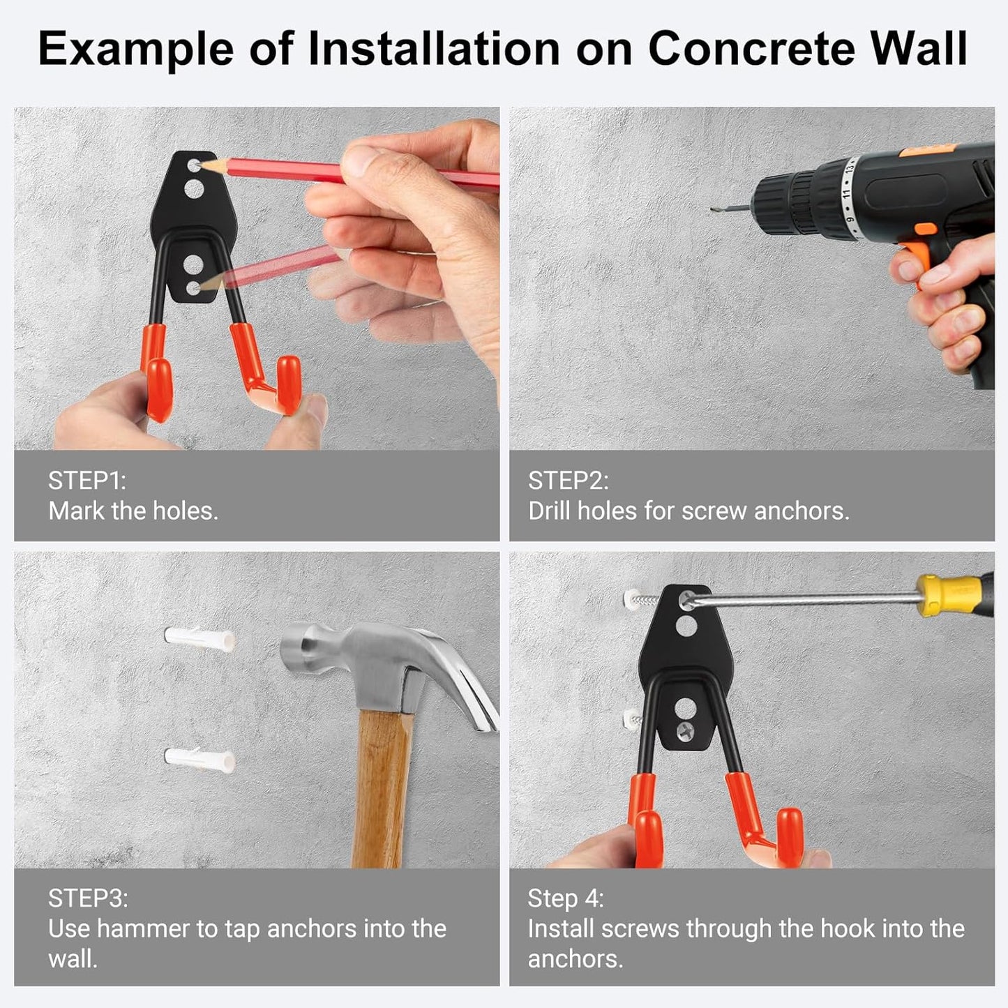 Garage Hook Heavy Duty Wall Storage Hangers, 22 Pack Garage Storage Hooks Steel Tool Orange for Ladders, Ropes, Garden Tools