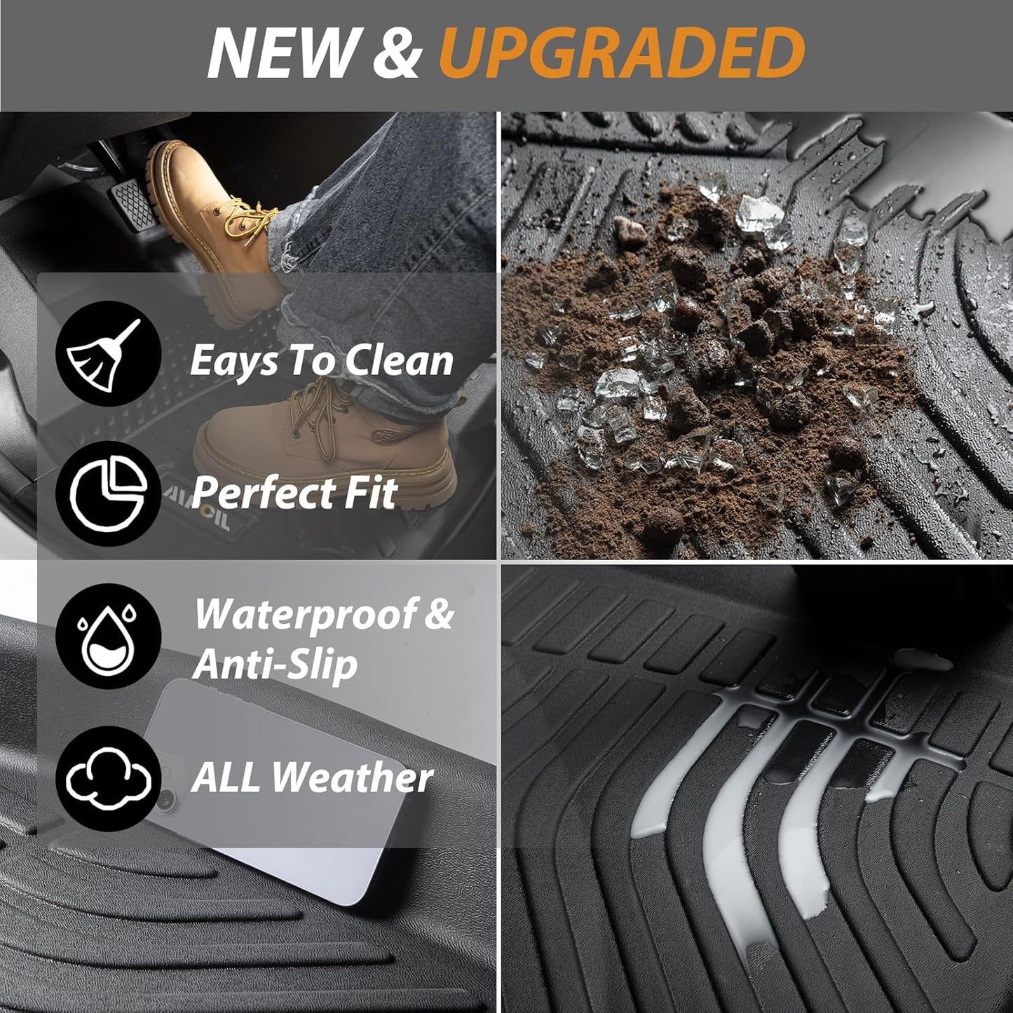 AIPOIL® Floor Mats & Cargo Liner Set for 2024-2025 Subaru Crosstrek/Impreza All Weather Protection TPE Anti-Slip Automotive Full Set Custom Car Mats Accessories - Black