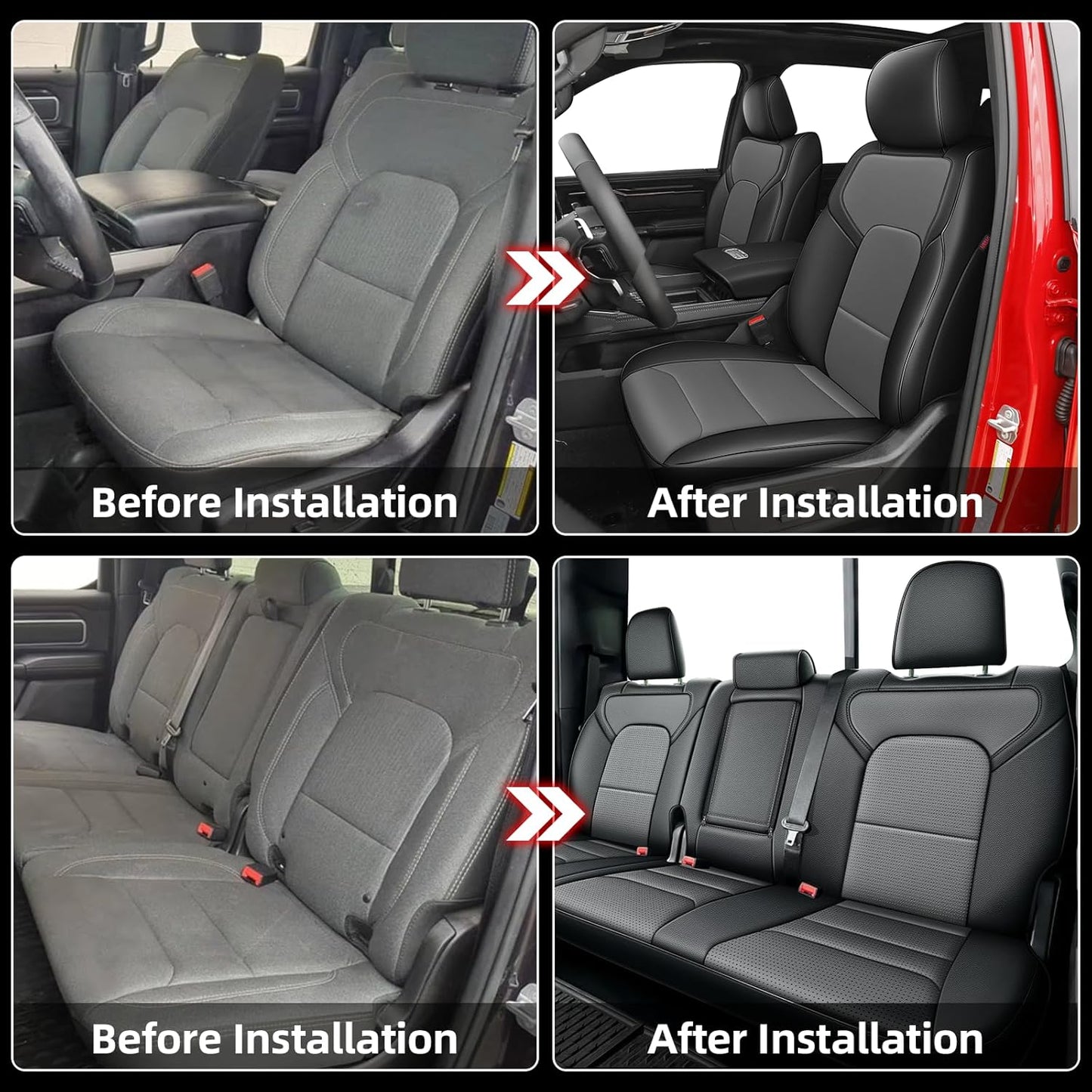 AOMSAZTO Seat Covers for Ram 2500: 2019 2020 2021 2022 2023 2024 2025 Custom Fit Car Seat Covers Full Set (Black+Gray)