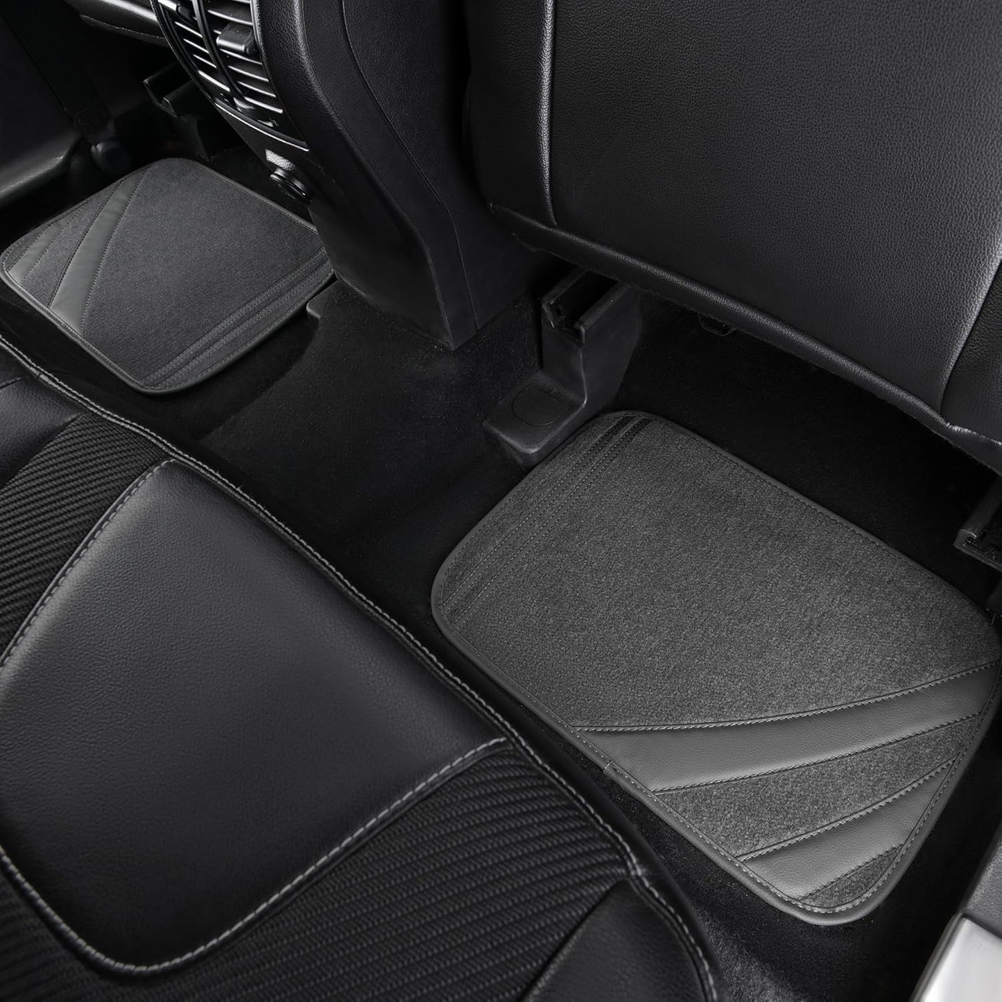 CAR PASS Car Floor Mats, Edge Leather Waterproof Car Mats with Double Stitch Line and Anti-Slip Backing Design, Fit 95% Automotive,SUVS,Sedan,Vans (Pure Gray)