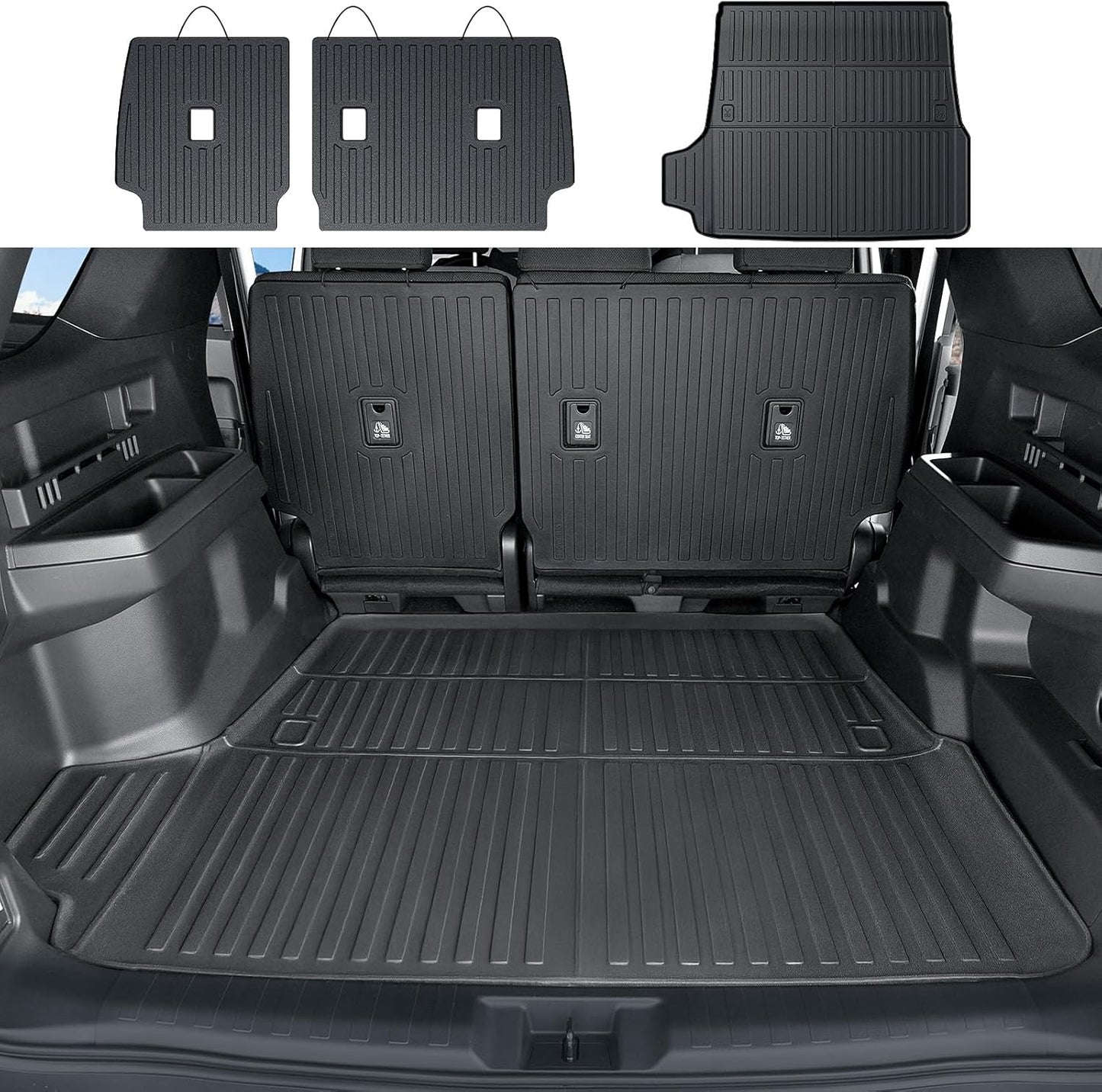 Cargo Liner & Backrest mat for 2025 Toyota 4Runner Fuel 5-Seater, Full Coverage All Weather TPE Cargo Mat & Trunk Backrest Protectors