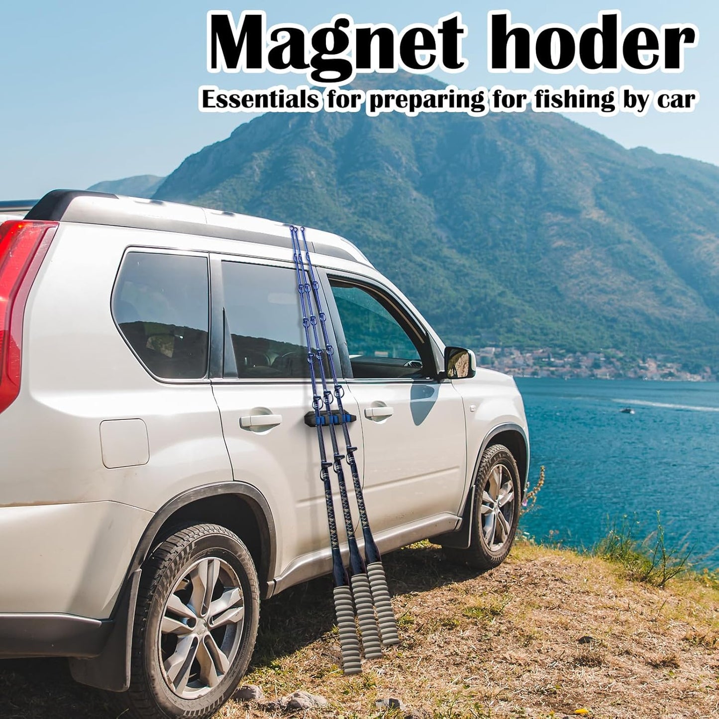 2 Pcs Magnetic Fishing Rod Holder for Car Fishing Pole Rack Vertical Rod Storage Holders for Truck Bed Boat Wall Garage Door