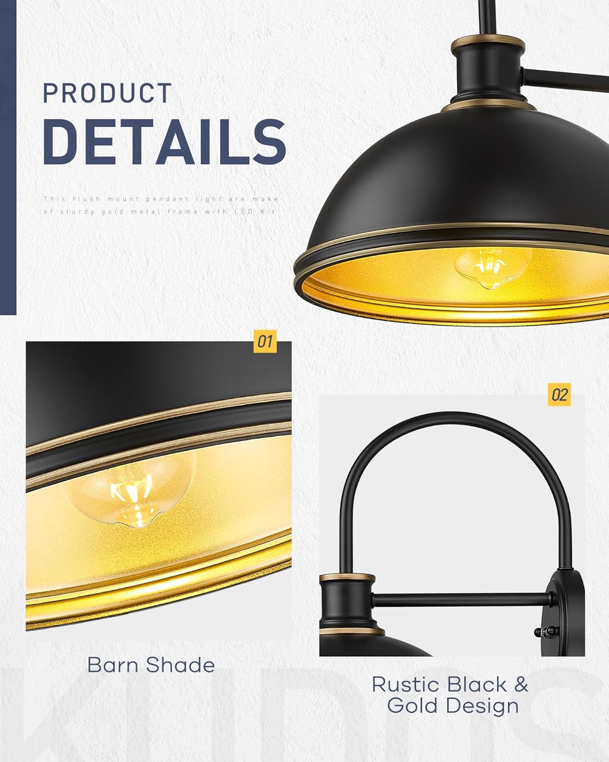 kudos Exterior Gooseneck Barn Light, Farmhouse Black Outdoor Wall Light, Rustic Industrial Wall Sconces for Porch Entryway Garage, 1 Pack, KDOWL03-BK-S