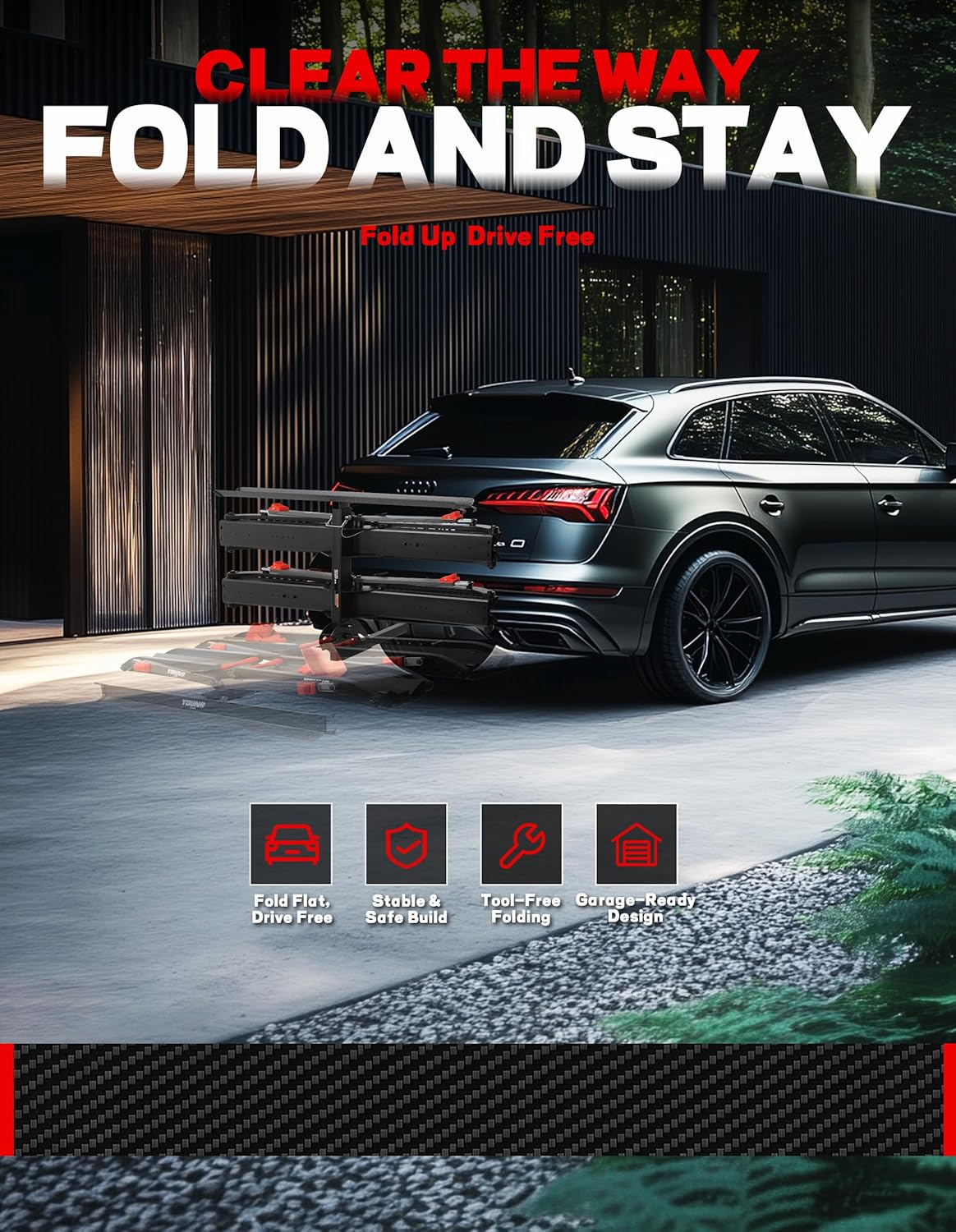 Young 200 lbs Ebike Racks with Ramp for Tow Hitch with 2 Arms, Tire Clamp 2 Bike Rack Hitch for Car SUV RV Truck Trailer, Scratch Free, Fit up to 5 Inch Fat Tire, 2" Receiver