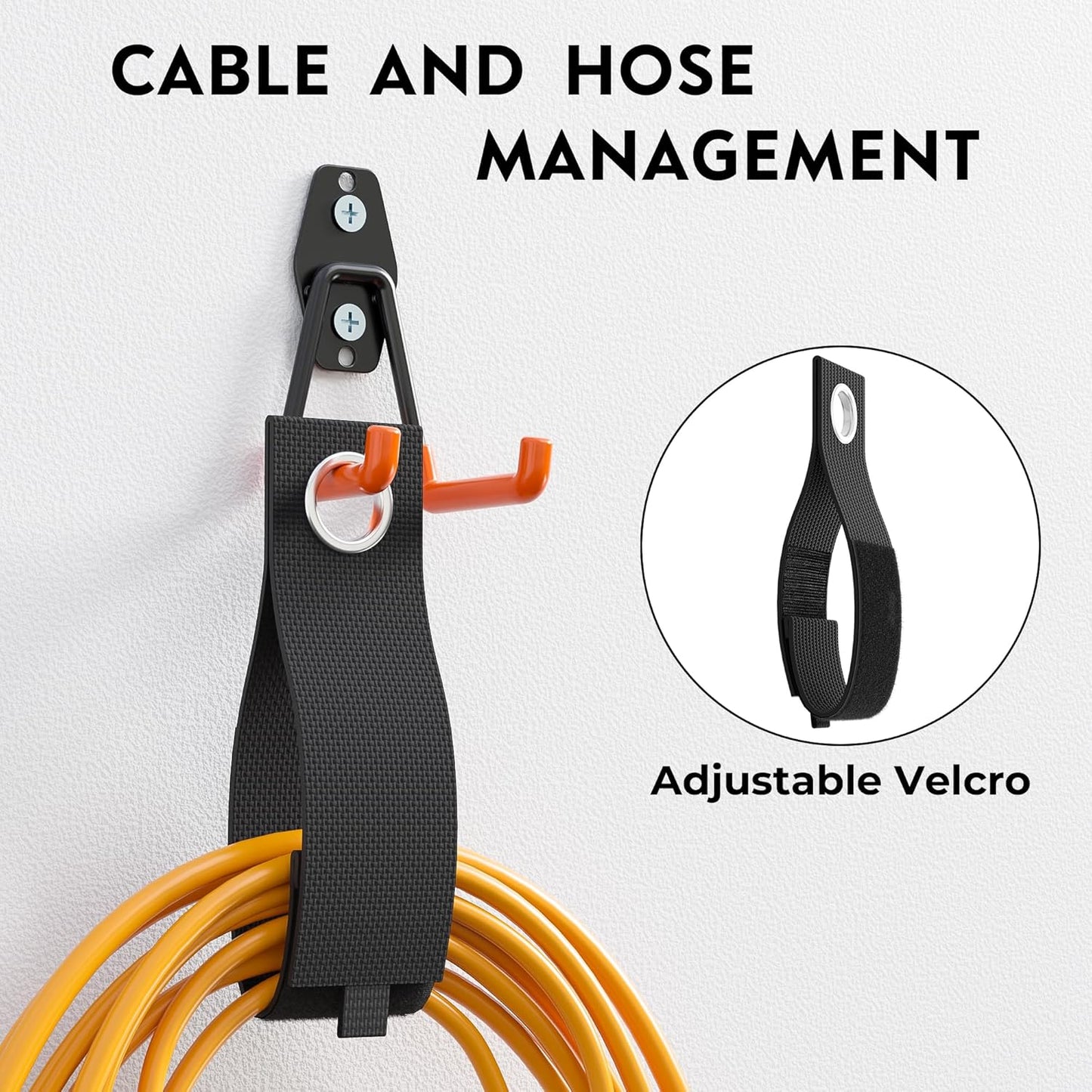 BONTEC 16 Pack Heavy Duty Garage Hooks, Steel Wall Mount for Garage Organization, Ladder & Bike Hooks, Garden Hose Holder, Tool Hangers, for Home, Workshop & Storage (Orange)