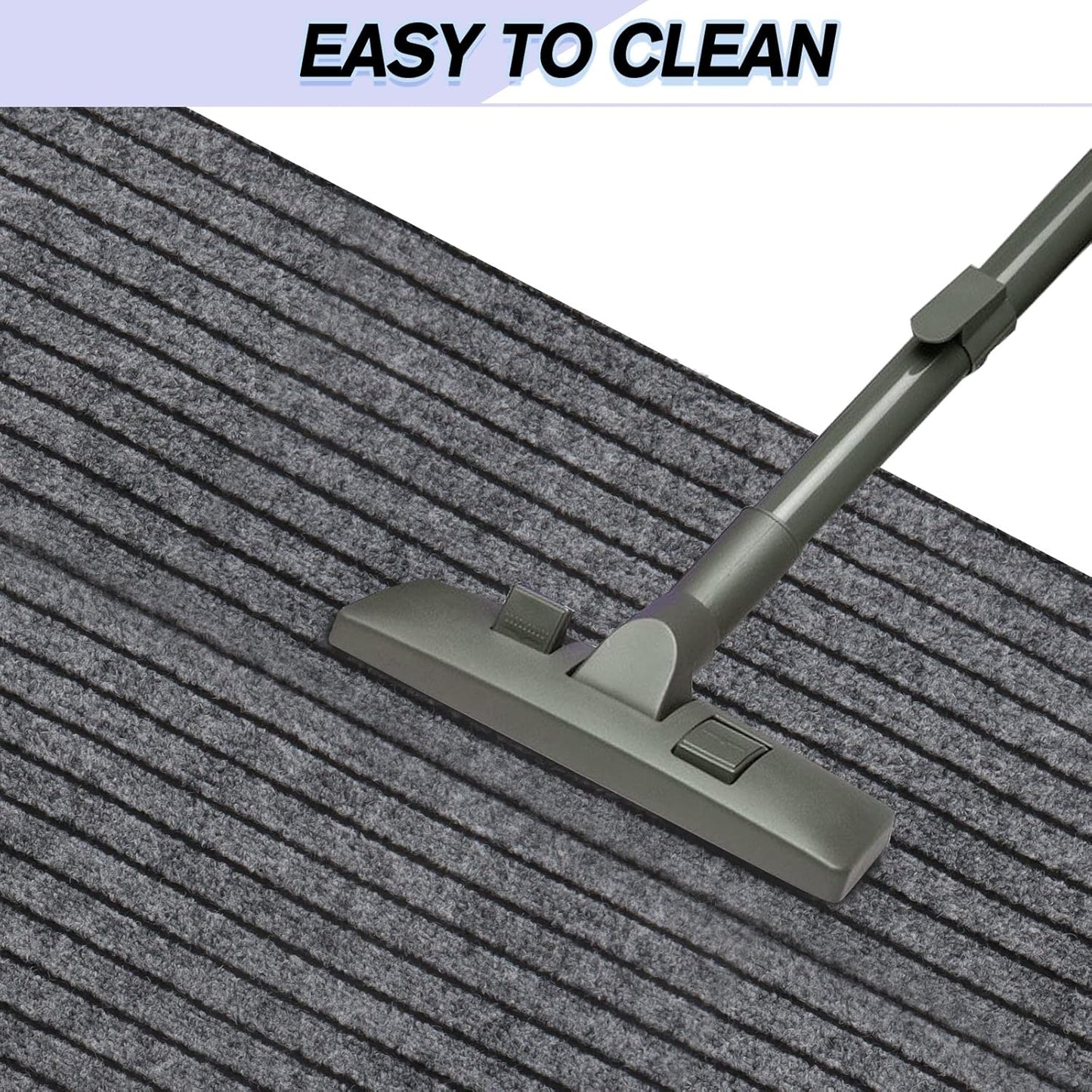 Custom Size Backed Non-Slip Area Rugs Runner, Easy Clean, Waterproof Runner Rugs for Hallway Entryway, Kitchen, Laundry, 2FT x 39FT, Gray Stripe