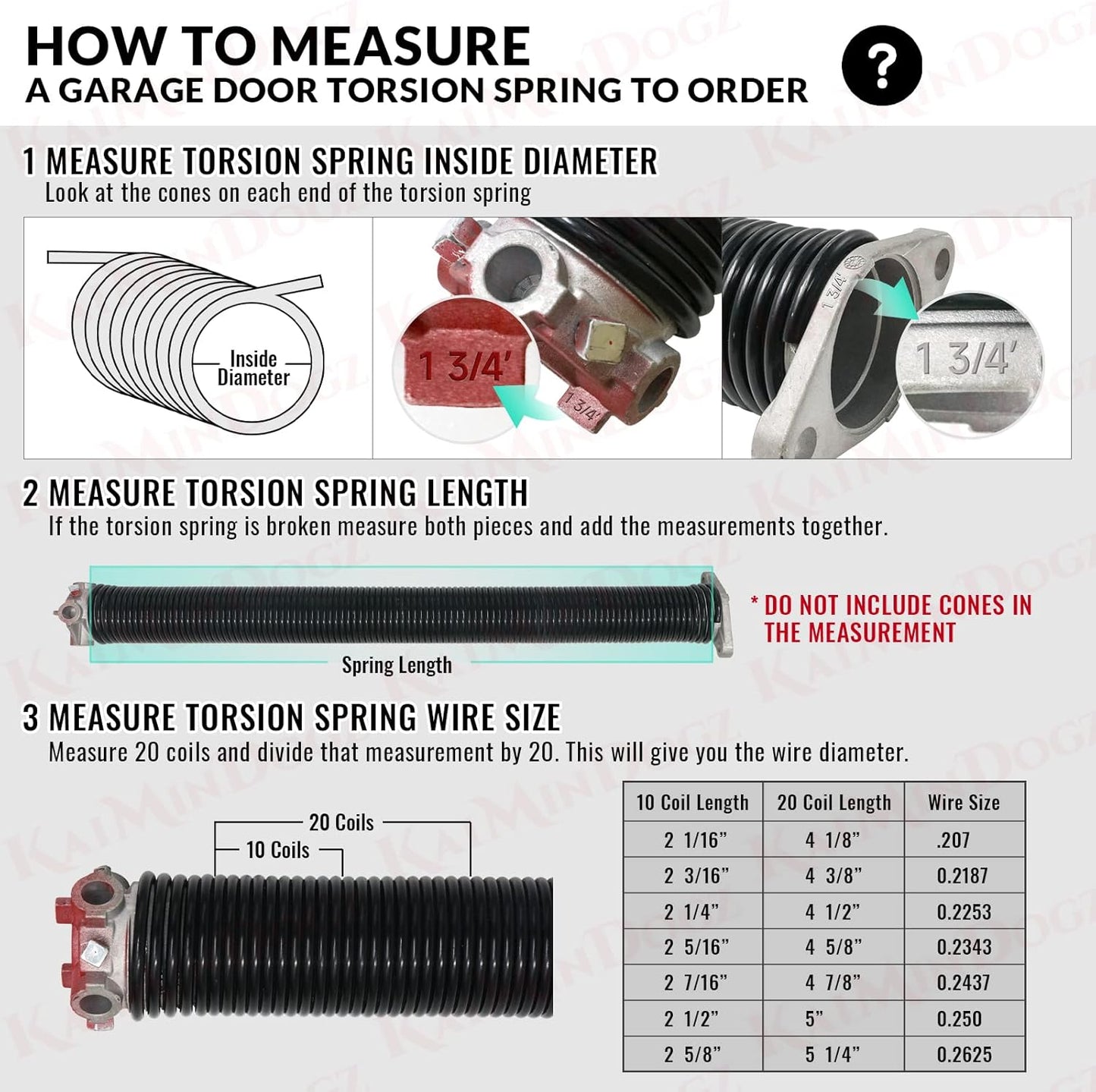 Pair of 1.75" Garage Door Torsion Springs Set with Non-Slip Winding Bars&Gloves, High Precision Electrophoresis Oil-Free Black Coated for Replacement, MIN 16,000 Cycles (0.218 x 1.75"x 28")