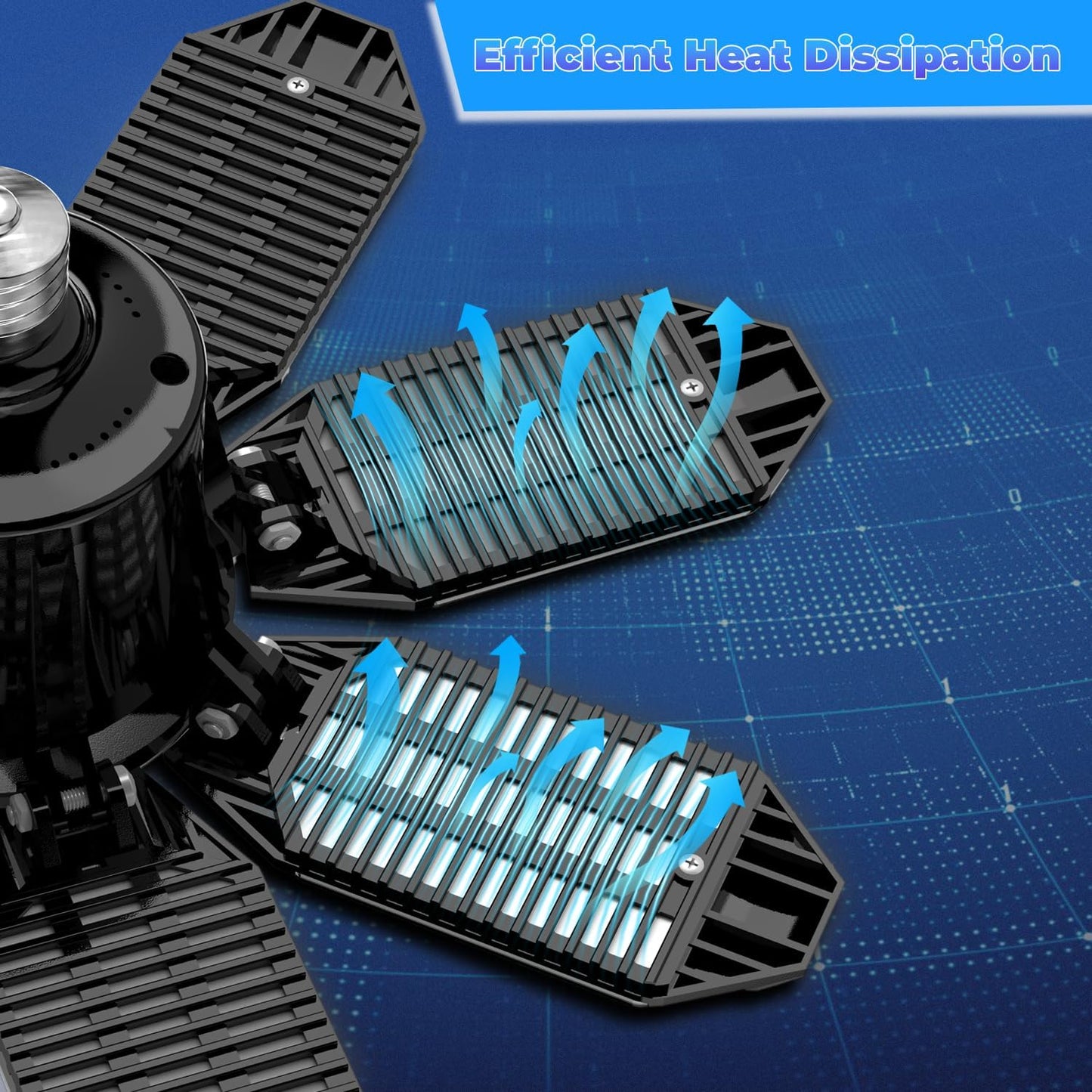 Garage Lights - Super Bright 25000LM Garage Lights Ceiling Led w/ 8 Deformable Panels 6500K Led Light Bulb Srew in E26/E27 Socket with Adjustable Center Spotlight for Barn Workshop Attic