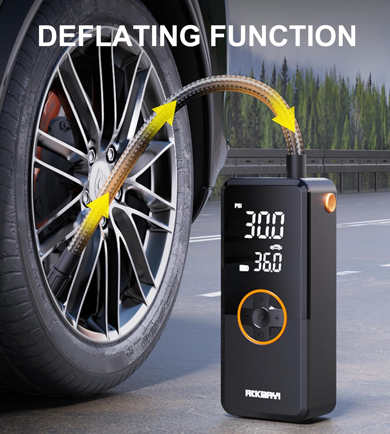 Tire Inflator Portable Air Compressor, 150PSI Air Pump for Car Tires, Cordless Air Compressor with Inflation and Deflation Modes, 12V DC Tire Pump for Car, Motorcycle, Bicycle, Balls