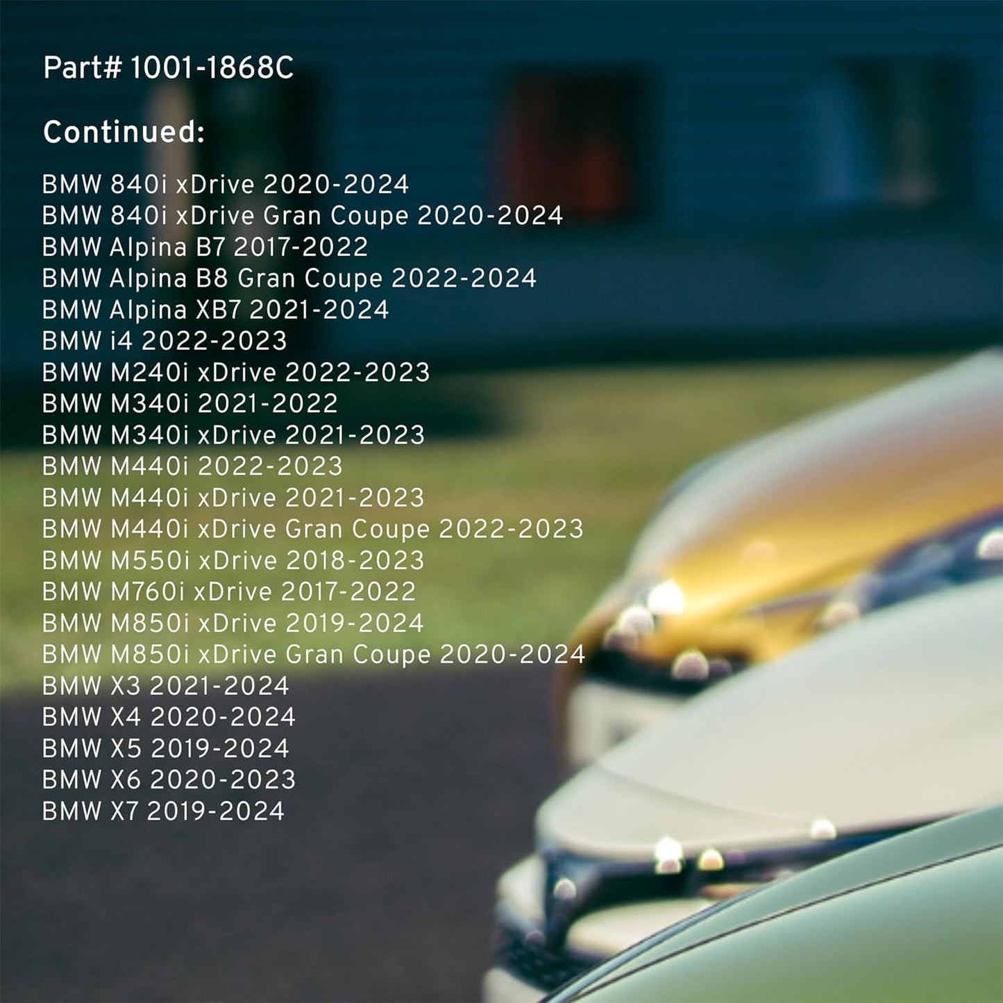 Premium Ceramic Front Brake Pads (1001-1868C) Compatible with 2016-2024 BMW (330i/430i/540i/740i/750i/840i/Alpina B7/Alpina B8/i4/M240i/M340i/M440i/M550i/M760i/M850i/X3/X4/X5/X6/X7)