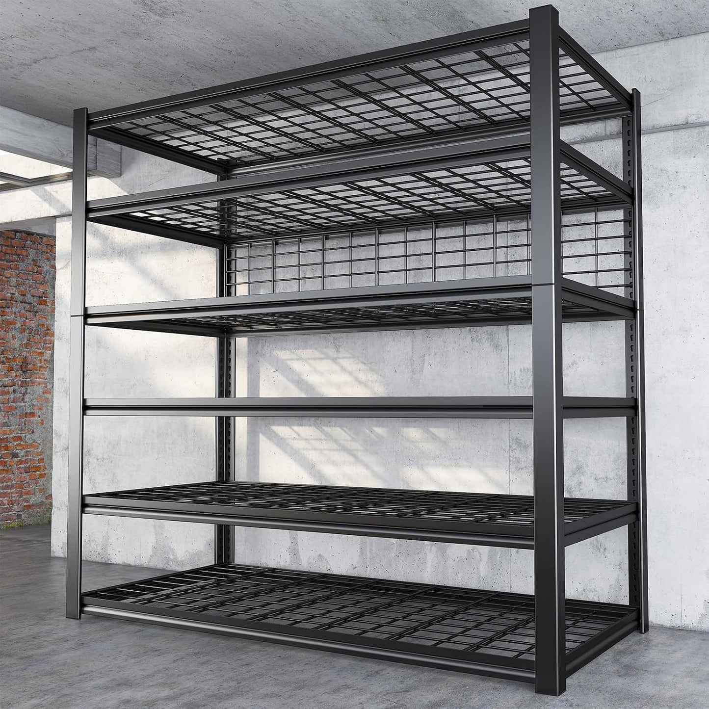 REIBII 84" H Garage Shelving, 6-Tier Storage Shelves Heavy Duty Loads 3500LBS, 48" W Adjustable Garage Shelves, Metal Shelving for Basement, Warehouse, 84" H x 48" W x 20" D