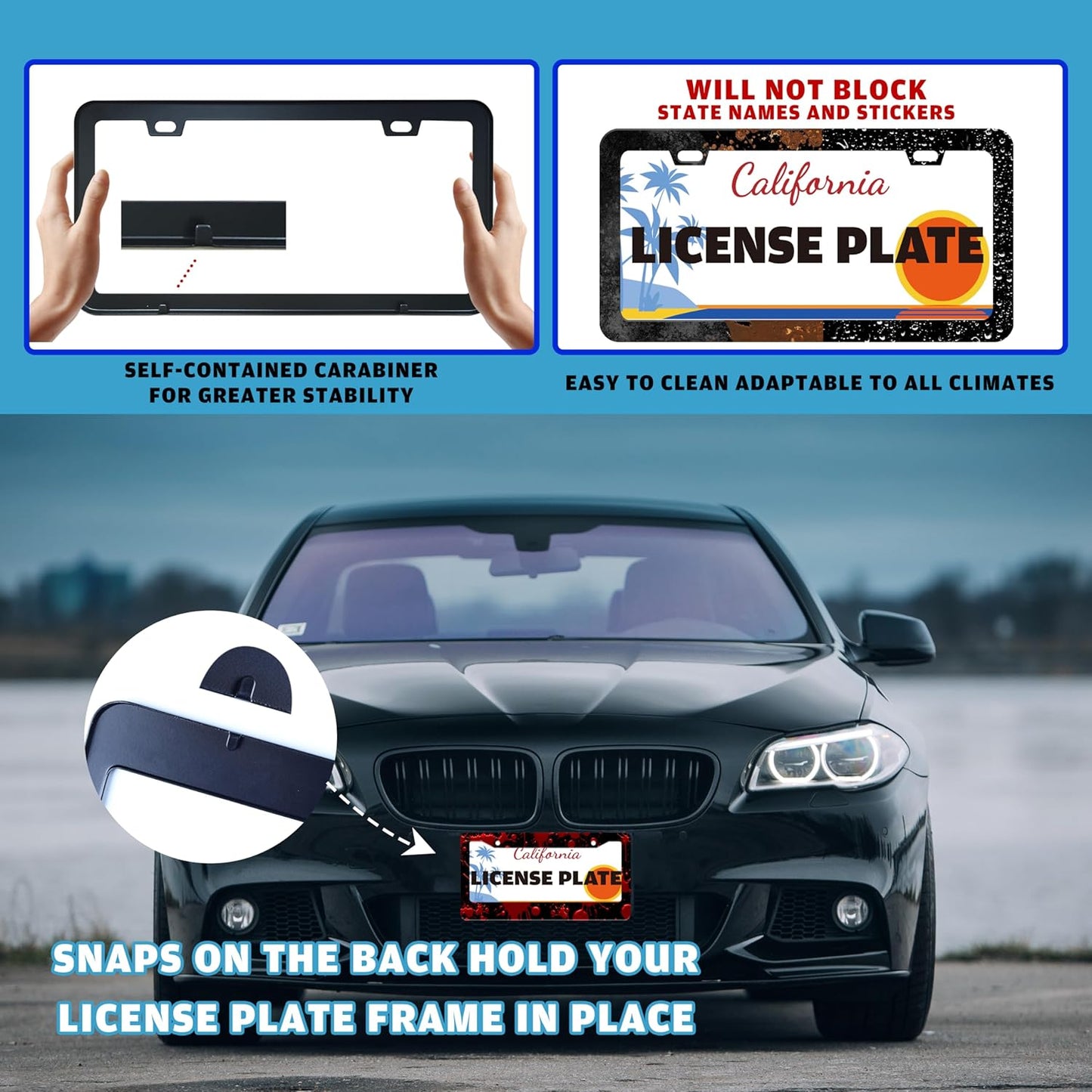 Red Blood Drop License Plate Frame Blood Spatter License Plate Holder for Front or Rear Car Tags Reusable Stainless Steel Funny Car Decoration with Screws 6.3 X 12.2 Inch