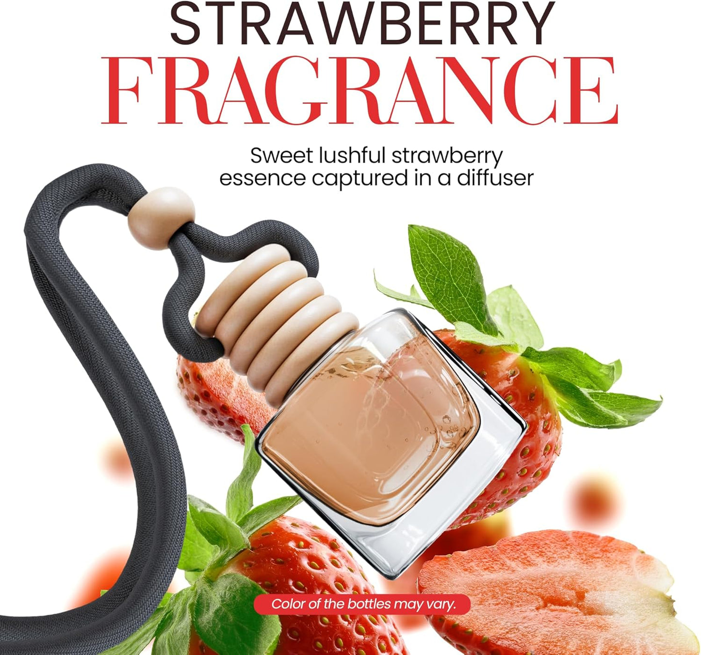 Car Air Fresheners for Women - Sweet Strawberry Fragrance | Pack of 2 Long Lasting Car Air Freshener | Odor Eliminator with Essential Oils | Car Air Freshener Vent Clip by Perfa