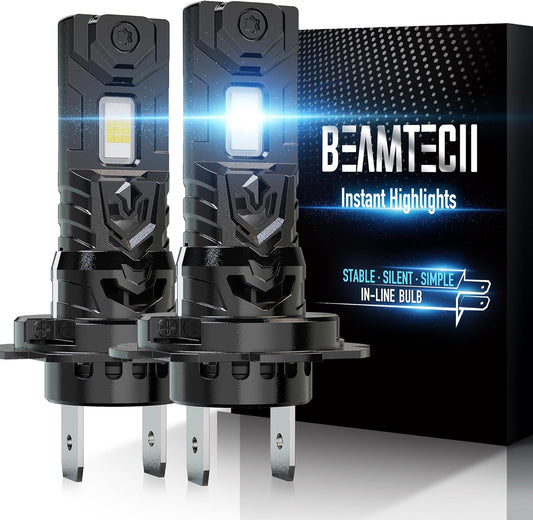 BEAMTECH H7 Light Bulb, No Adapter Need High Speed Fan 6500K Xenon White H7 Bulbs or Fog Lights Pack of 2