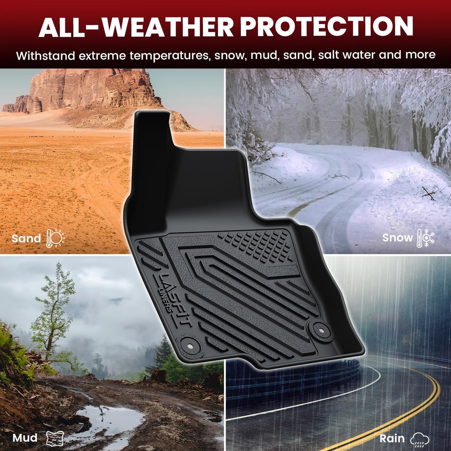 LASFIT Floor Mats & Cargo Mats for Volkswagen Tiguan 2017 2016 2015 2014 2013 2012 2011 2010 2009/Volkswagen Tiguan Limited 2018, All Weather TPE Custom Fit Floor Liner for VW Tiguan Car Mats, Black