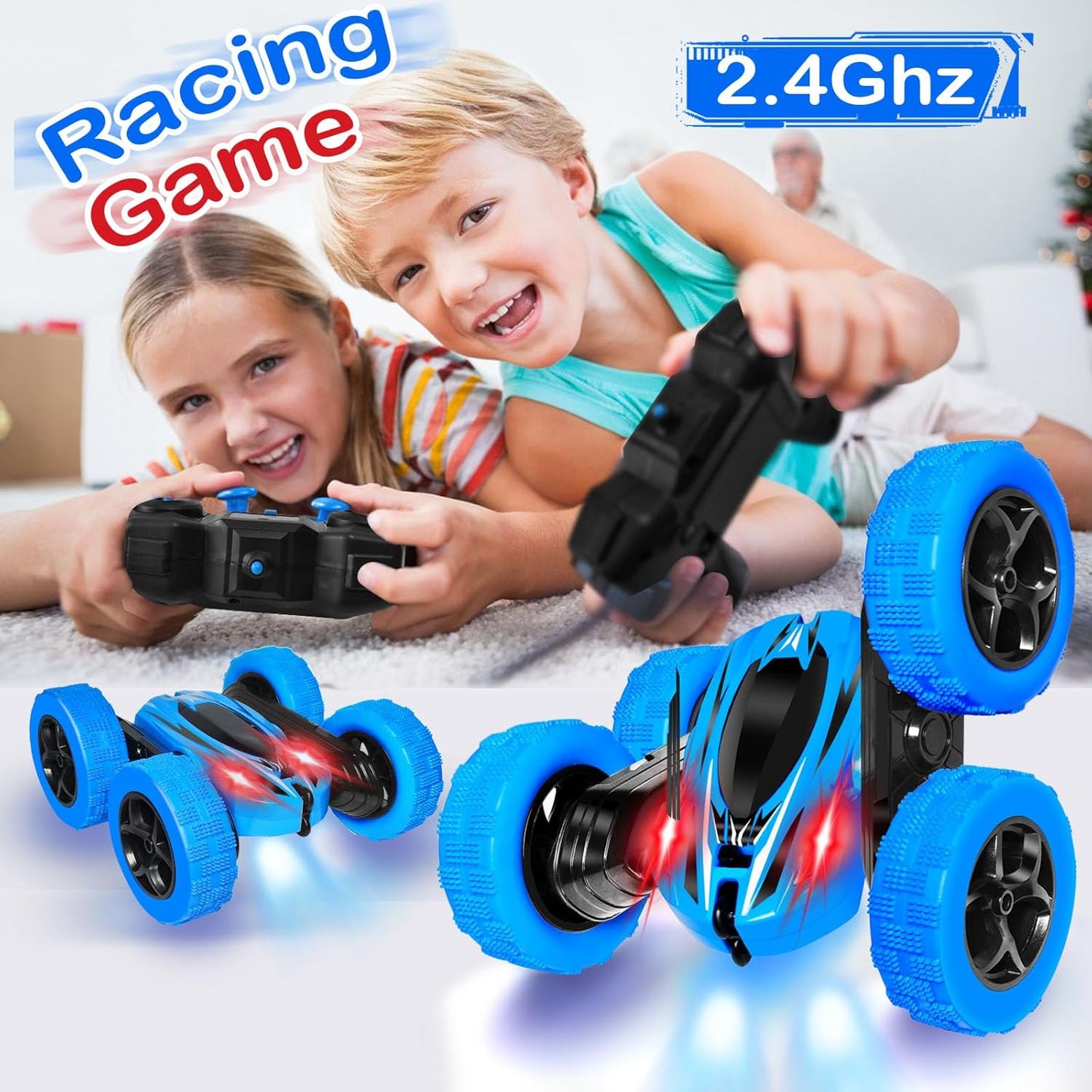 FREE TO FLY Remote Control Car Boys Toys: 360 Flip Rc Cars 2.4Ghz Double-Sided Rotating Stunt Car 6 7 8 9 10 11 12 Year Old Kids Girls Outdoor Indoor