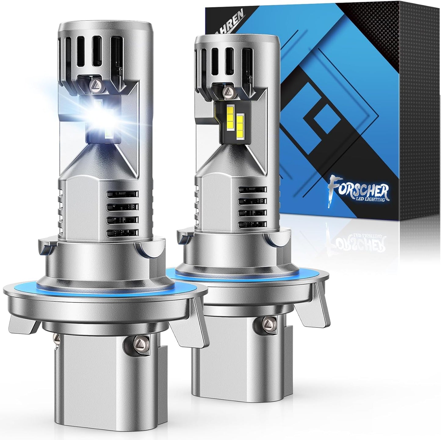 H13/9008 LED Bulb, Ultra Brightness, Real 1:1 Size Canbus Ready Wireless Plug and Play, 6500K White Fog Light Bulbs, Cooling Fan, 70000H Lifespan, Pack of 2