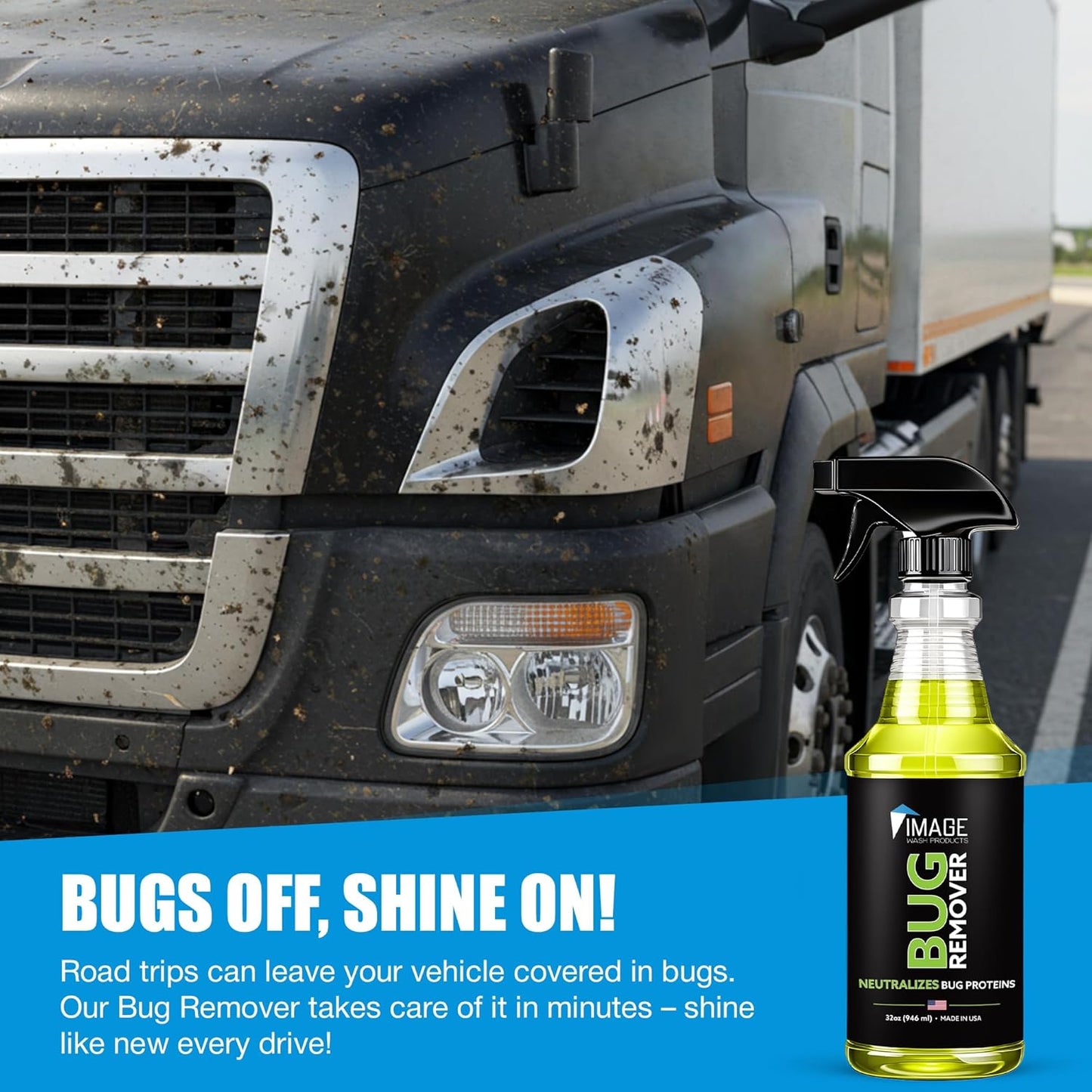 Image Wash Products Bug Remover – 32oz Best Bug Remover for Cars/Truck Exterior | Bug Cleaner for Vehicles, Car Bug Remover Spray, Bug Off Car Cleaner, Bug Wash for Cars