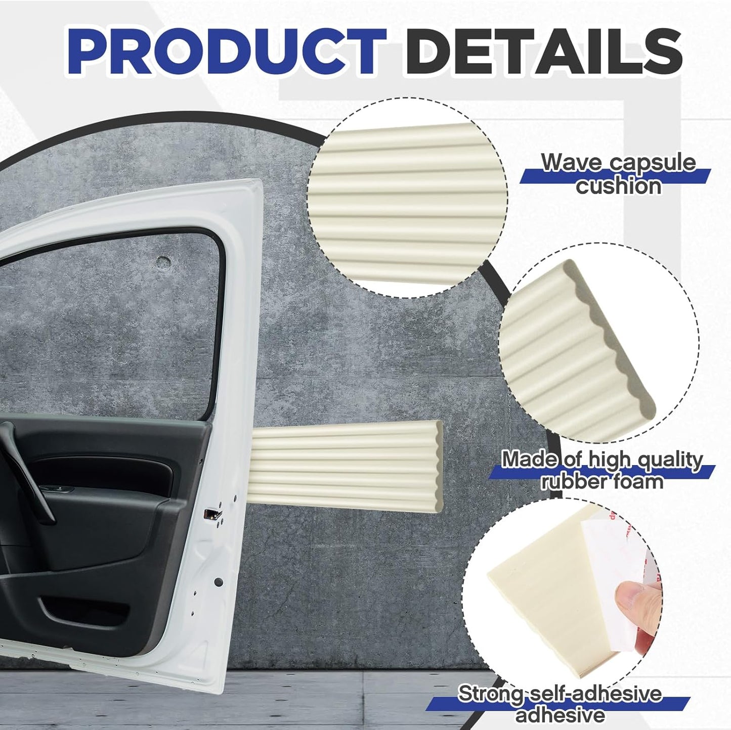 Garage Wall Protector 3.15in x 10ft Self-Adhesive Rubber Bumper Protectors Strip for Car SUV Doors Waterproof Anti-Scratch Wall Bumper Guard for Garage Car(Beige)