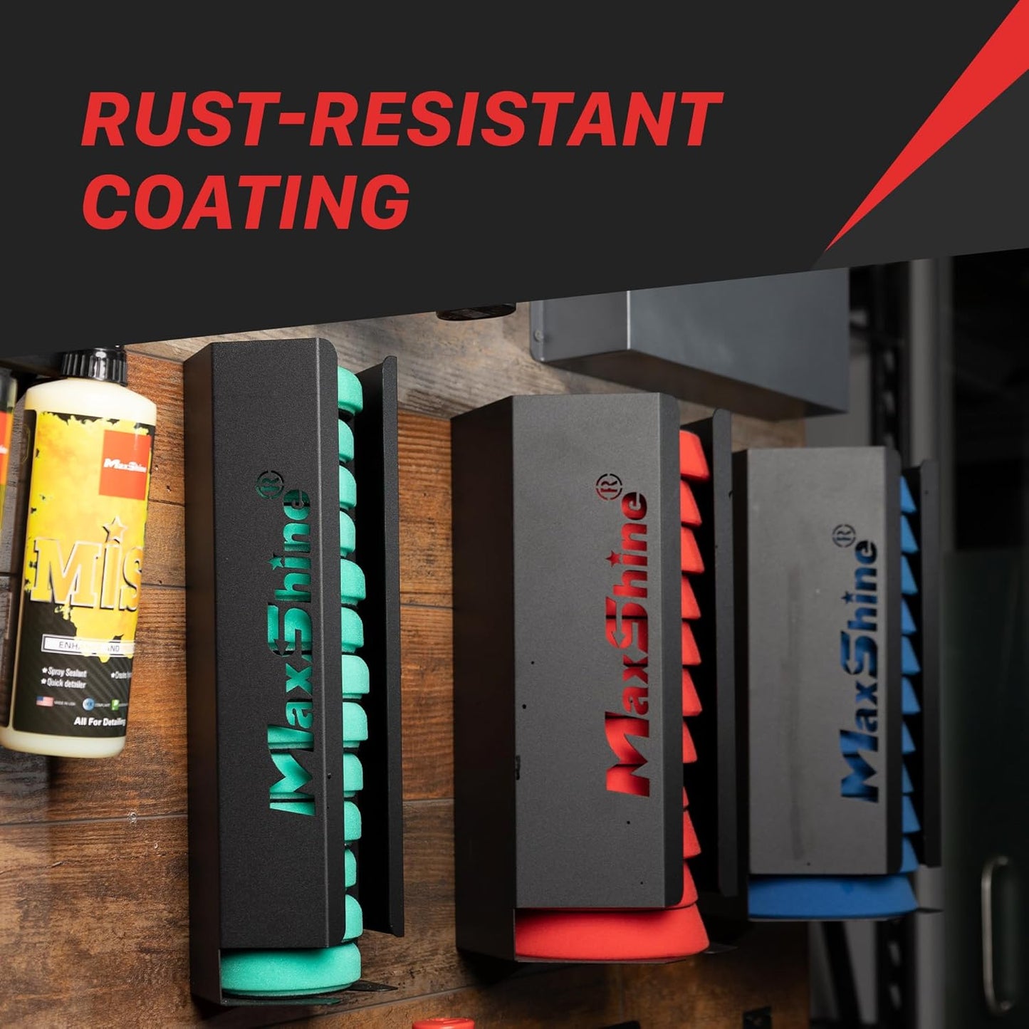 Maxshine 5" Universal Foam Pads Mini Holder – Wall-Mounted Organizer for 6+ Polishing Pads – Compact, Durable & Anti-Corrosive – Space-Saving Design for Garage & Mobile Car Detailing