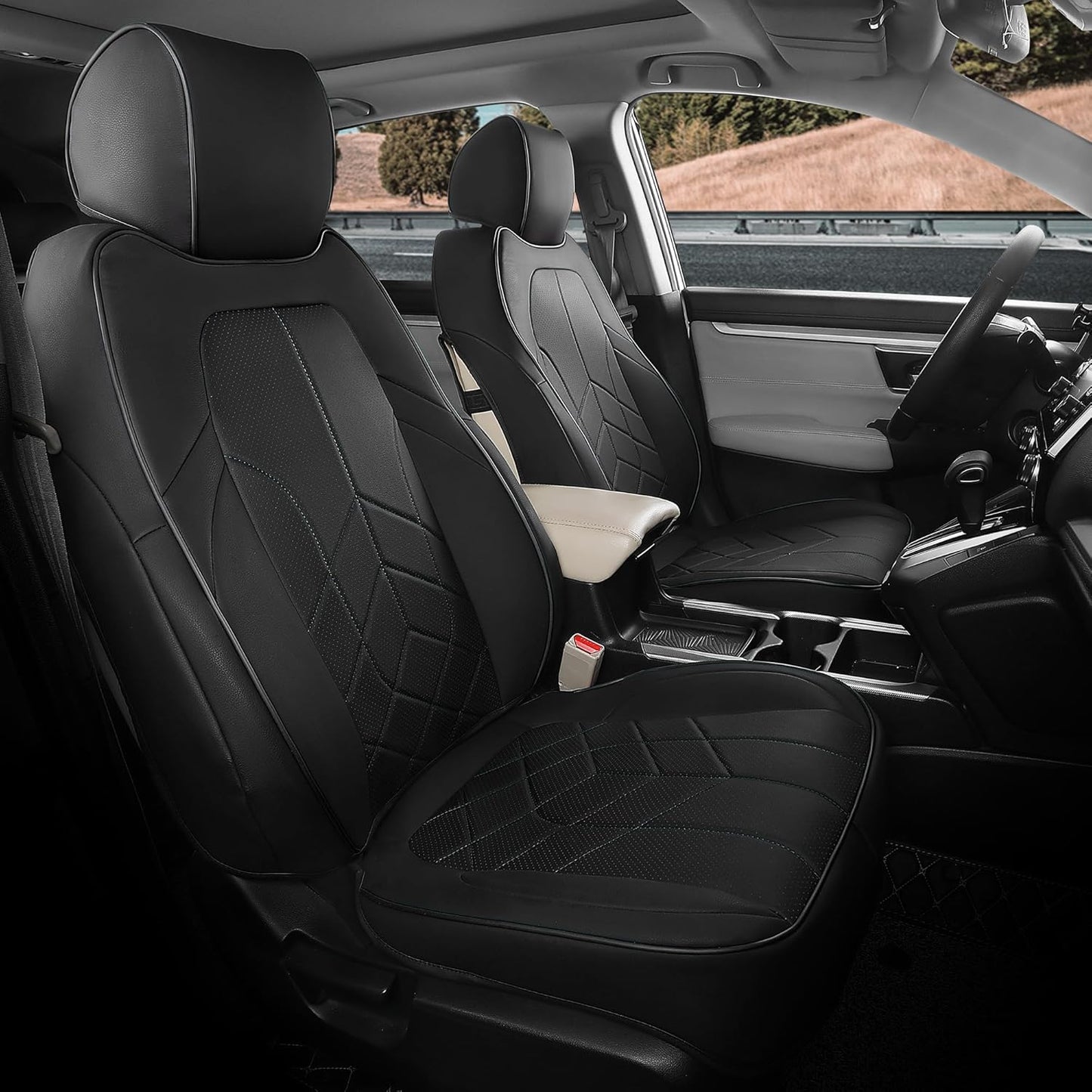 for Honda CRV Seat Covers Custom Fit 2017-2022 EXL EX LX Sport,Touring,Hybrid - Luxury Waterproof Leather Car Seat Covers Full Set - Black