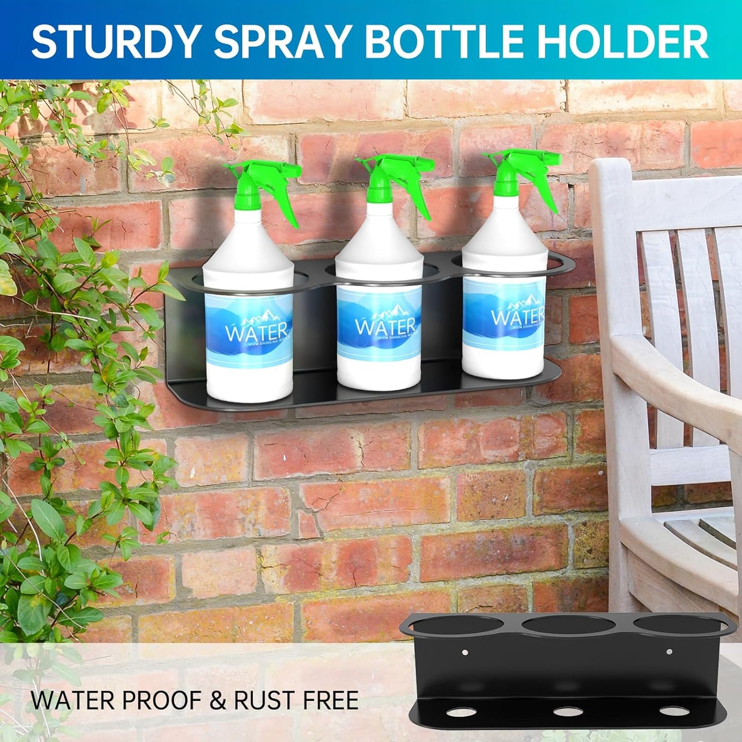 3 Holes All-Purpose Spray Bottle Holder Wall Mount Heavy Duty Spray Can Holder Rack Organizer Storage for Home Garage Workspace