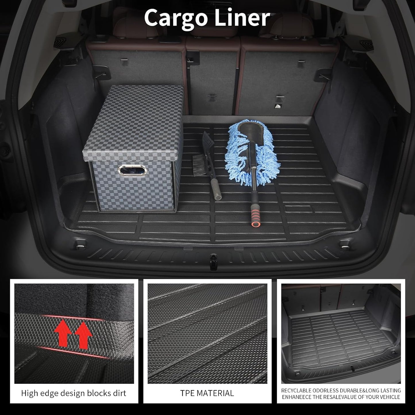 All Weather Floor Mats & Cargo Liner Set Custom for 2022-2024 Hyundai Ioniq 5 Fixed Center Console (Unmovable Center Console) All Season Guard for Car Mat TPE Floor Liner Ioniq 5 Accessories