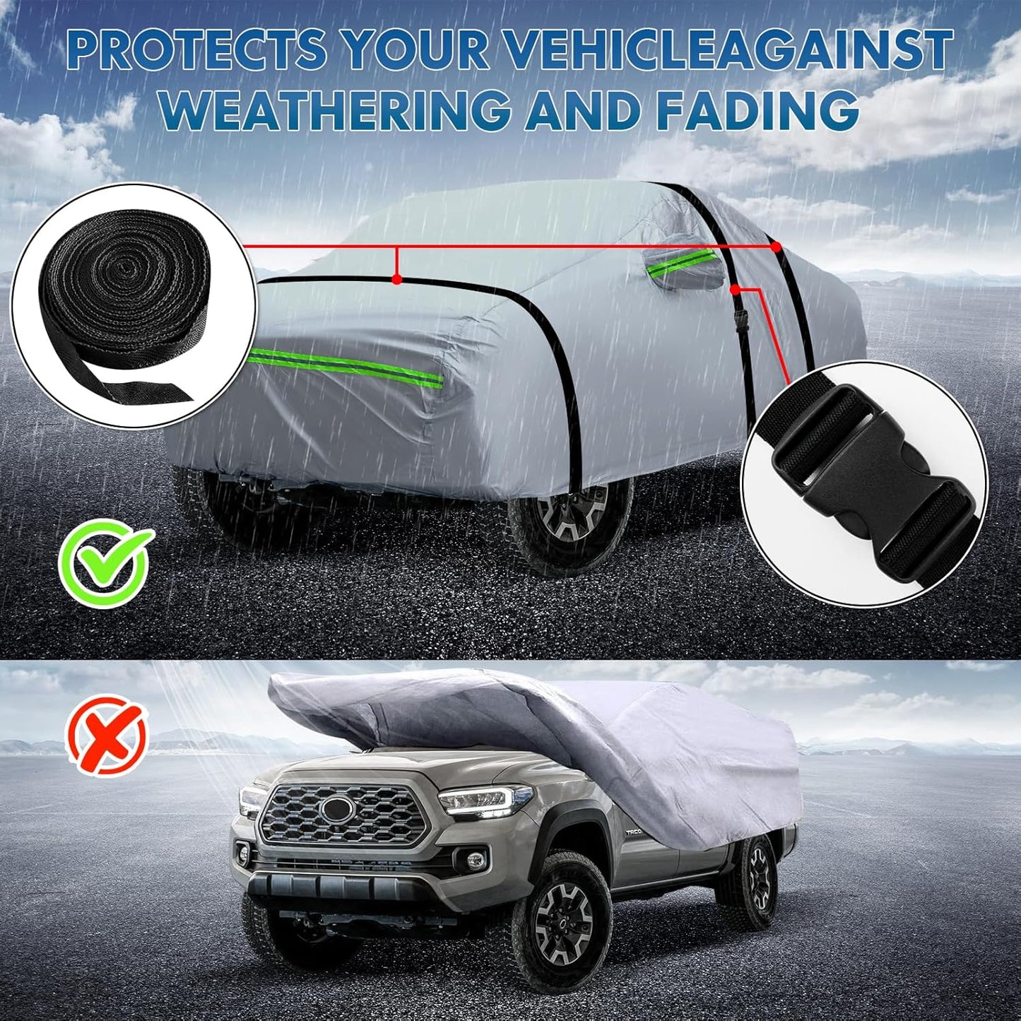 KEYOOG 6-layer Full Car Cover Is All-weather Waterproof, Universal In All Seasons, Snow Prevention, Rainproof, Acid Rainproof, Sunscreen, Ultraviolet-proof, Universally Applicable To Sedan (196"-207")