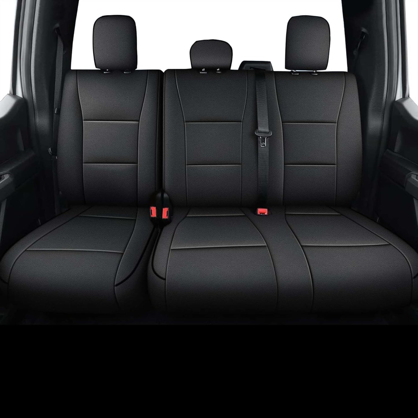 AOMSAZTO Seat Covers for Ford F150 XL XLT: 2015-2024 2025 SuperCrew & F250 F350 F450 2017-2024 Super Duty Crew Cab XL XLT, Custom Fit Full Set Faux Leather Black