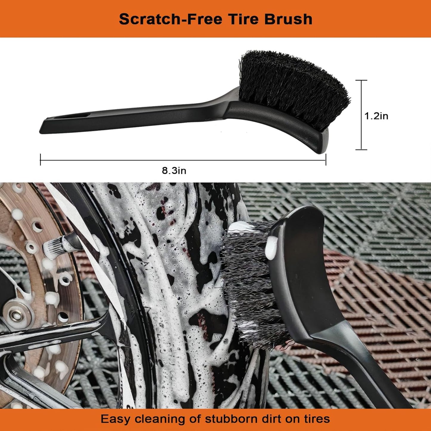 Motorcycle Cleaning Brush Kit 6 Pack with Easy Reach Brush,Wool Wash Mitt,Detailing Brush,Tire Brush,Chain Brush and Microfiber Towel for Cleaning Motorcycle Mudguard, Rims, Paint, Exhaust