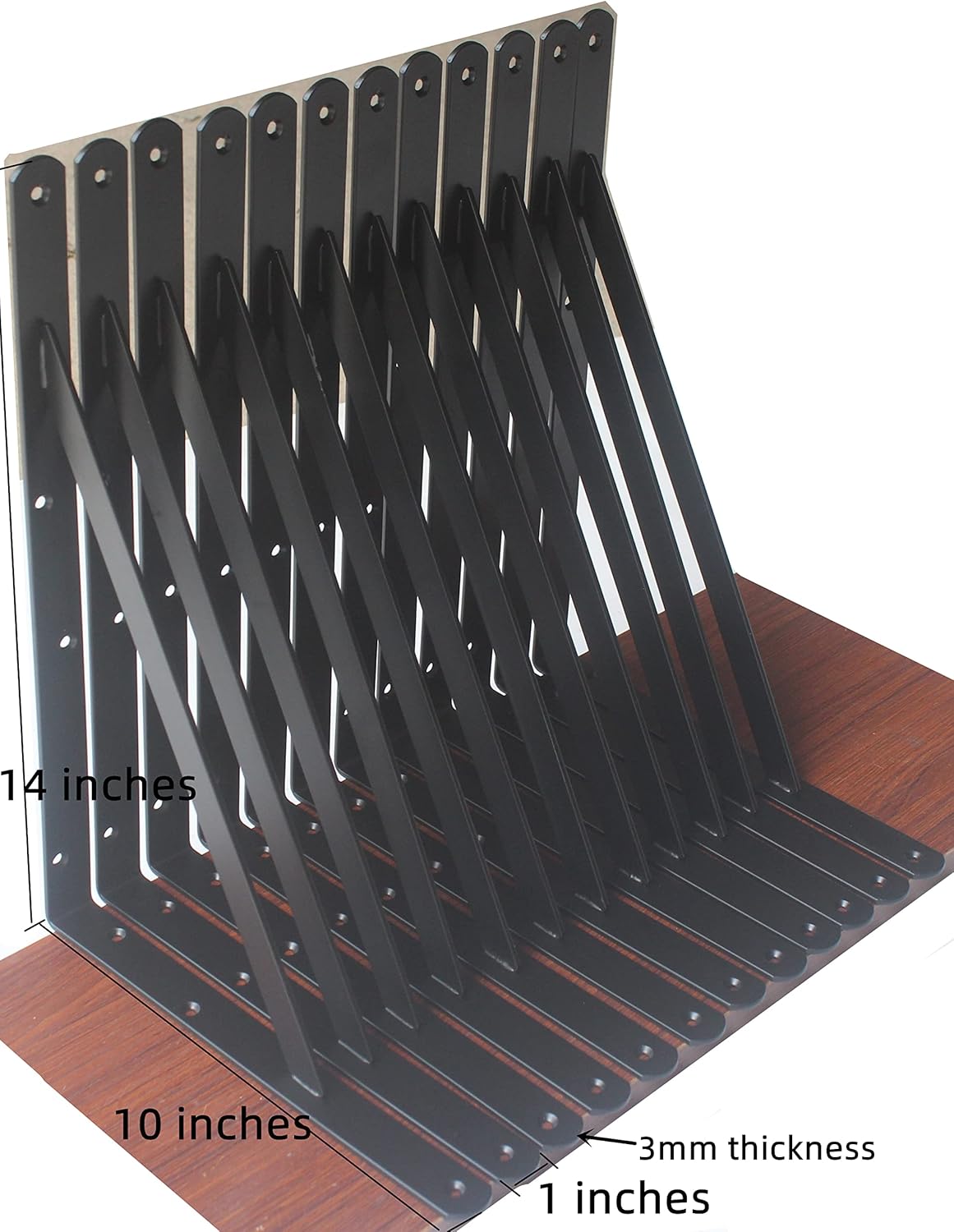20 Pack L14 x H 10" Black Heavy Duty Shelf Brackets with Screws Metal Shelf Brackets Shelf Support Angle Brackets for Shelves L Brackets Heavy Duty Floating Shelf