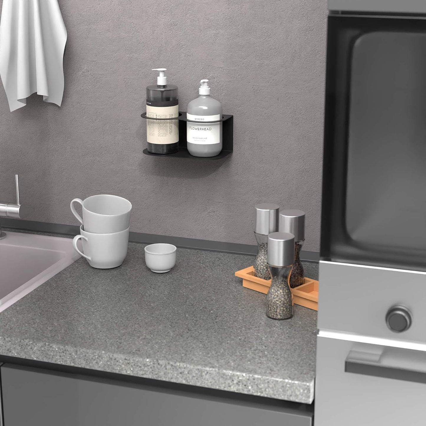 Koova 2 All-Purpose Spray Bottle Holder | Easy Install Wall Mount Hardware Included | Heavy-Duty Powder Coated Steel Storage Rack for Garage And Home | Craft Workspace Paint Bottle Organizer USA Made